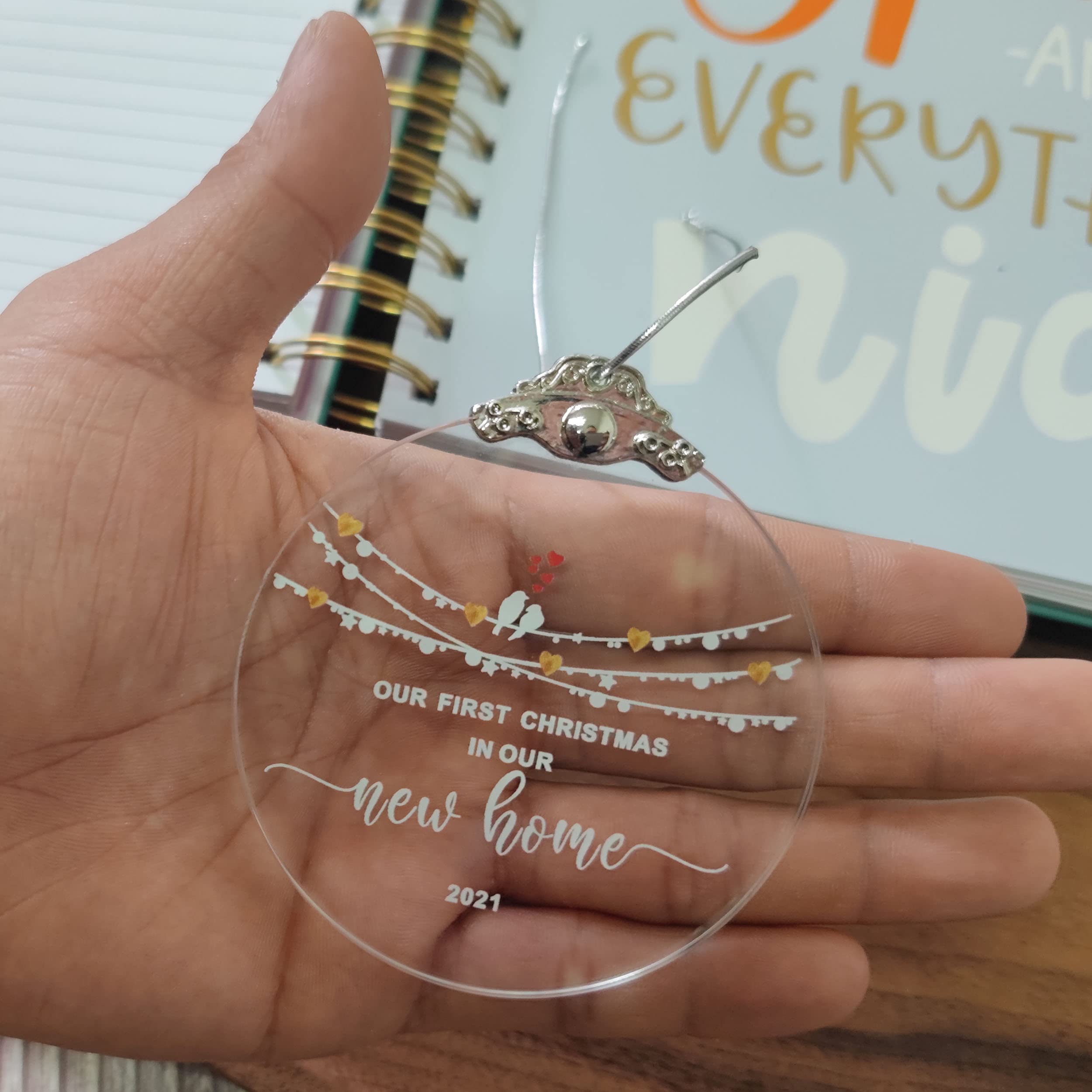 First Christmas in Our New Home Ornament - Round Crystal Glass Keepsake for Housewarming, Wedding & Couple Gifts - Perfect for Xmas Tree Decor and New Home Celebration