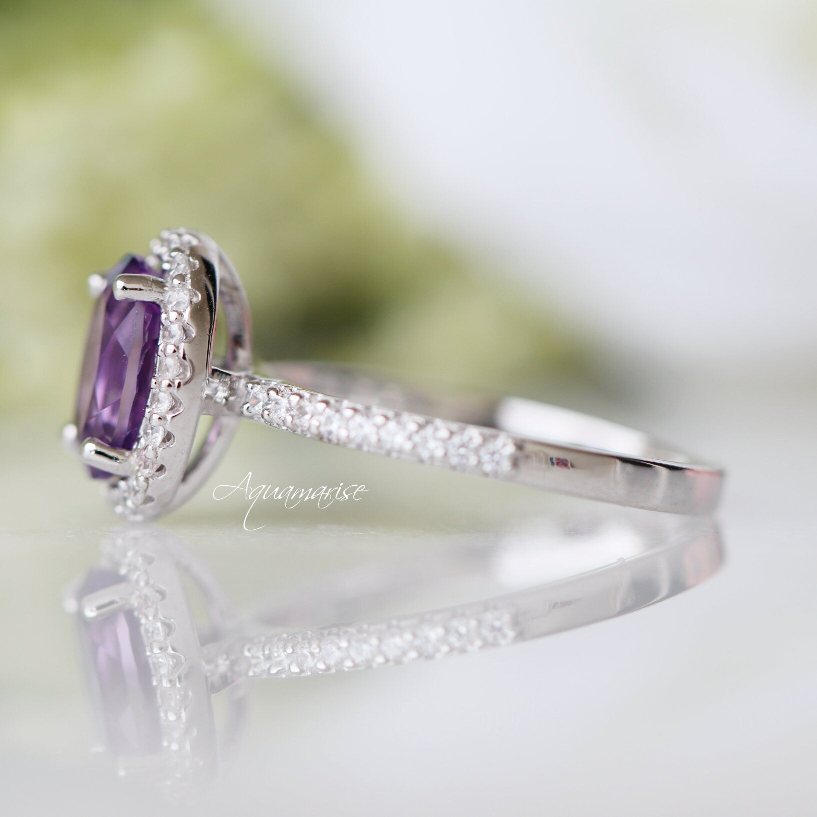 Authentic Iris Amethyst Sterling Silver Ring for Women | Elegant Purple Gemstone Jewelry | Perfect for Valentine's Day, Anniversary & Birthday Gifts