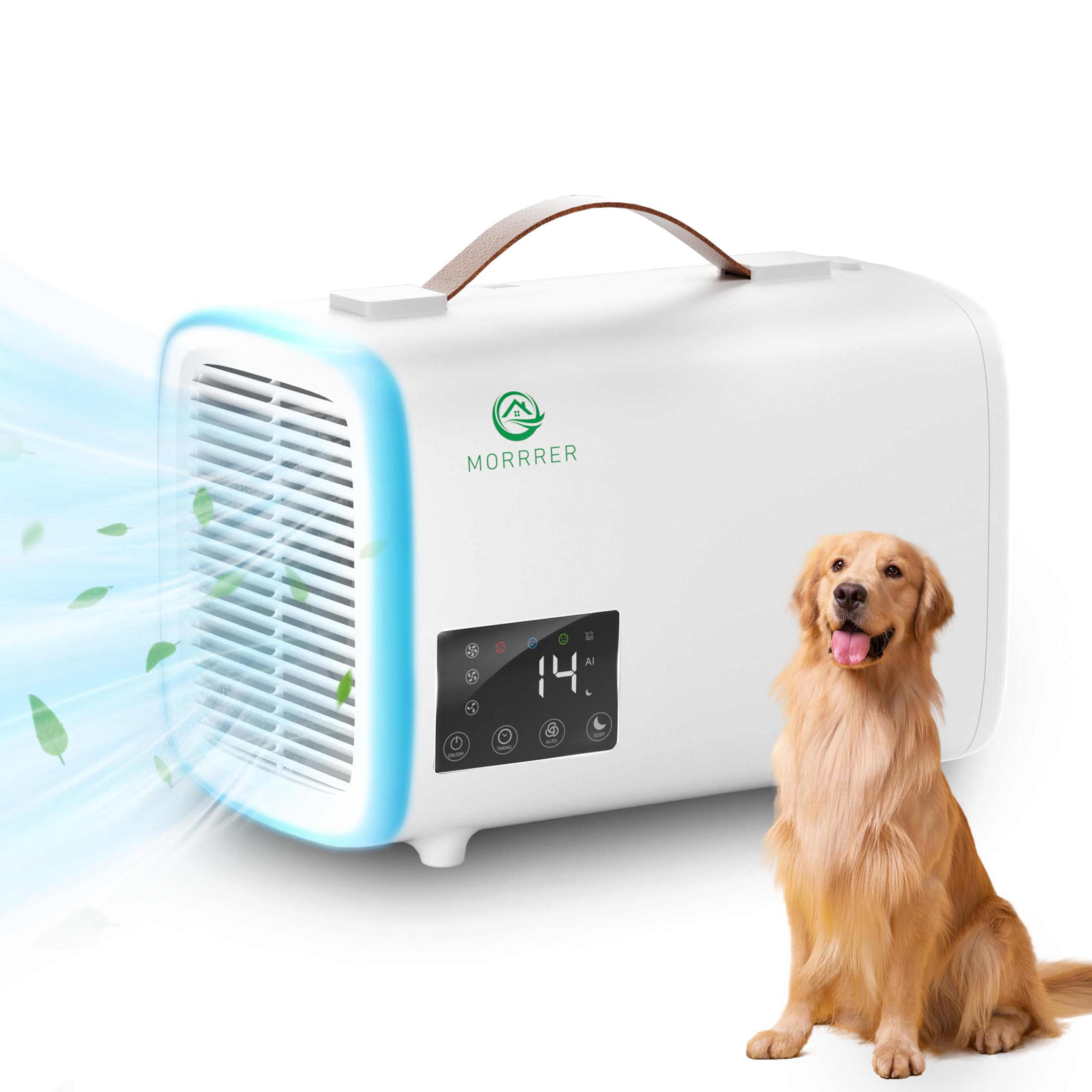 2-in-1 Ozone Air Purifier & Odor Eliminator for Home, Bedroom, Office - Covers 1614 Sq Ft | Removes Pet Hair, Dust, Dander, Smoke & Allergens | Portable Air Cleaner with PM2.5 Display & Washable Filter (11000) | Perfect for Allergy Sufferers, Pet Owners & Smokers