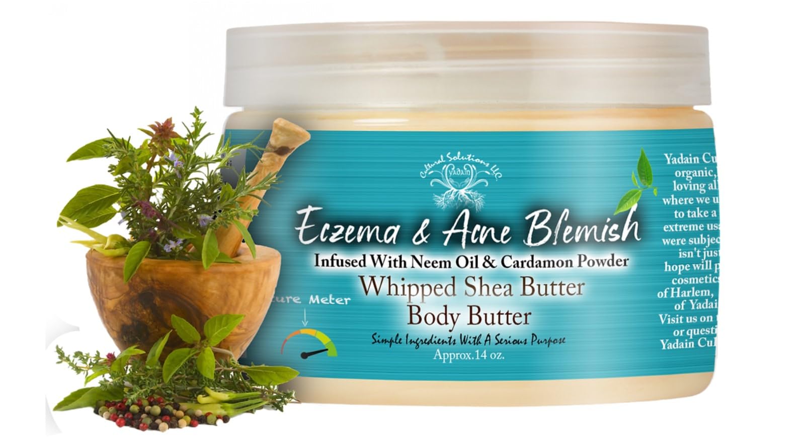 Yadain Eczema & Acne Blemish Body Butter - Natural Whipped Shea Butter for Face & Body Moisturizer | Hydrating Skin Care for Dry Skin & Oil Control | 12oz | Perfect for Sensitive Skin & Daily Hydration