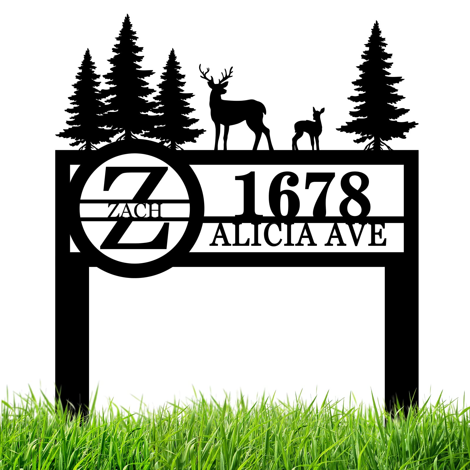 Custom Metal Address Yard Signs with Stakes - Personalized House Number Plaque for Outdoor Home Decor - Perfect for Mailbox, Front Yard, and Driveway Visibility