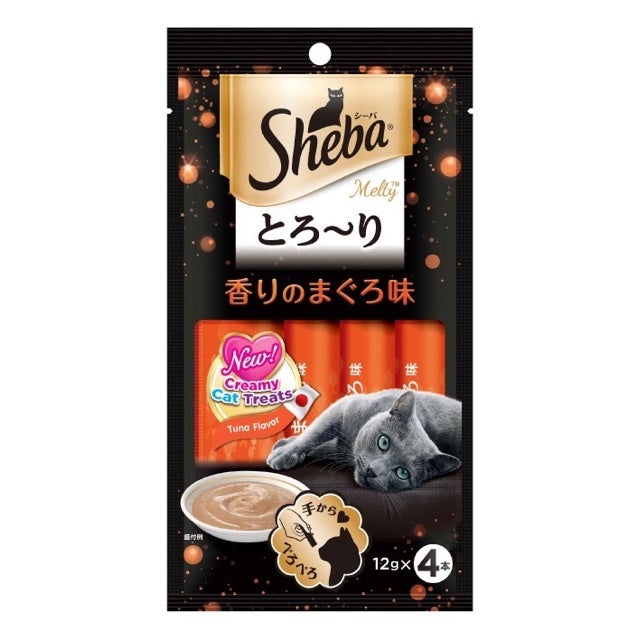Sheba Melty Creamy Cat Treats - 12g x 4 Pack (4 Flavor Variety) - Delicious Soft Snacks for Adult Cats - Perfect for Training, Rewards & Bonding Time