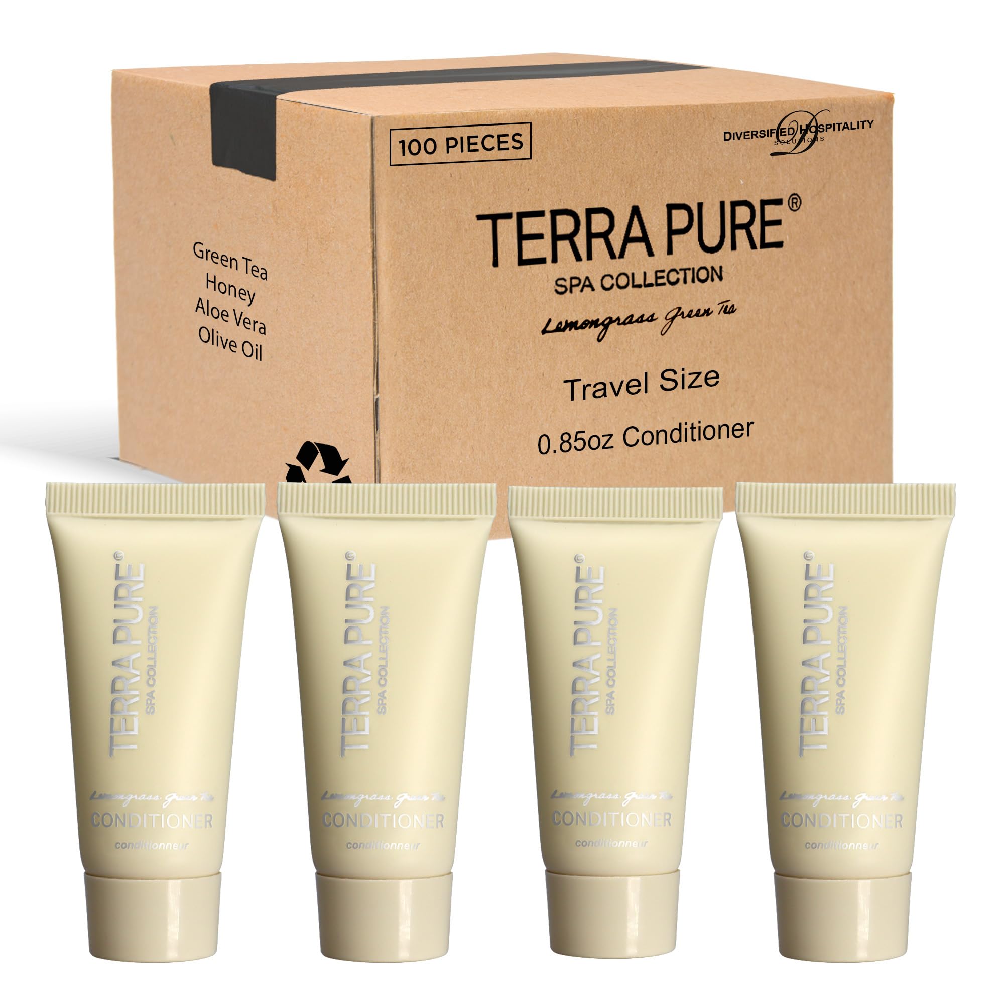 Luxury Travel-Size Shampoo and Conditioner Set - Terra Pure Spa Collection | 0.85 oz Tubes (Pack of 100) for Hotels, Gyms, Salons & Travel Essentials