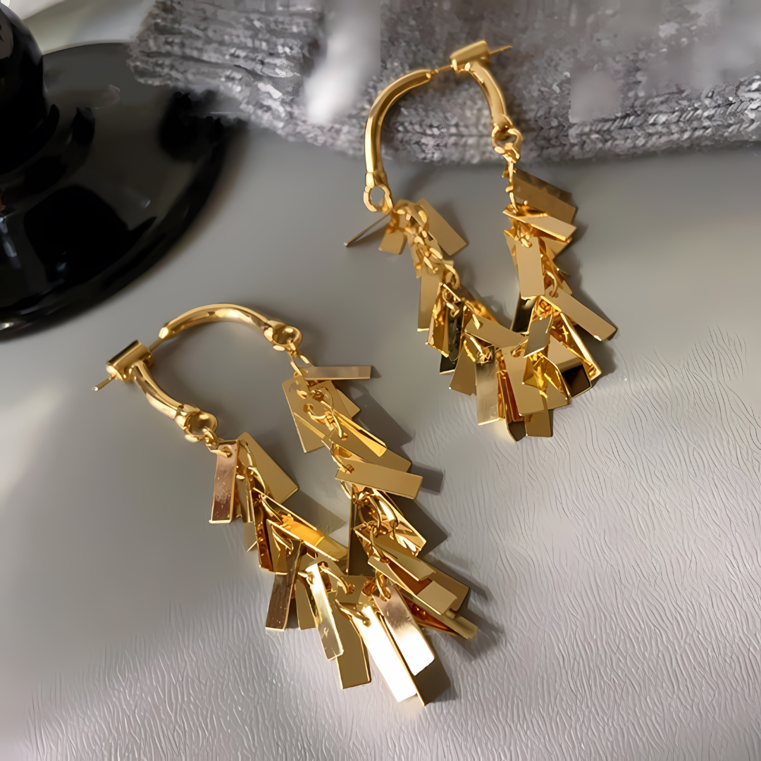 Stylish Geometric Tassel Hoop Earrings for Women | Trendy Boho Dangle Earrings | Gold & Silver Statement Jewelry | Perfect for Parties, Weddings & Everyday Wear (A7886)