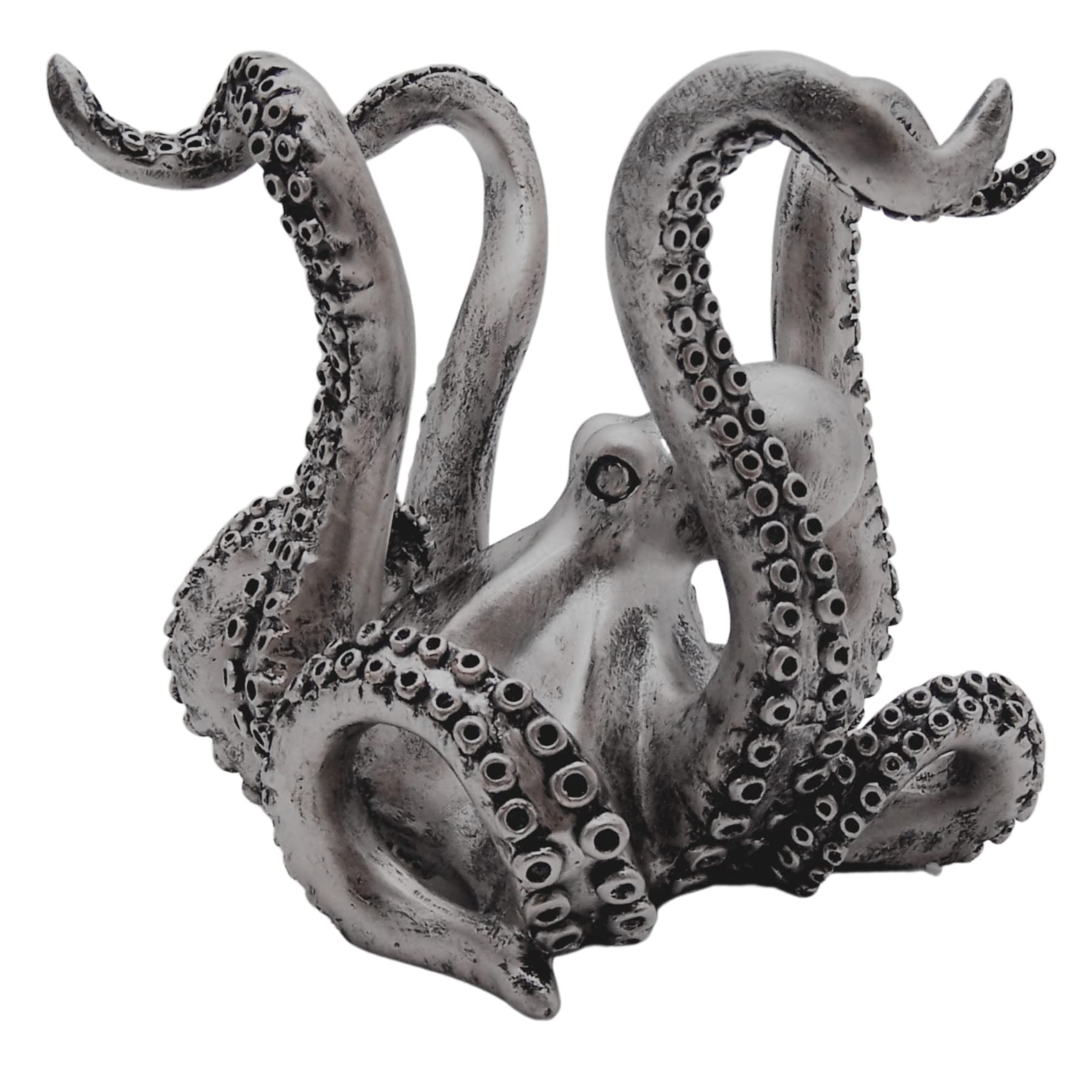 Silver Octopus Mug Holder - Unique Nautical-Themed Kitchen Organizer & Tabletop Decor (7.5 Inches) - Perfect for Coffee Cup Storage, Beach House Decor, and Ocean-Themed Gift Ideas