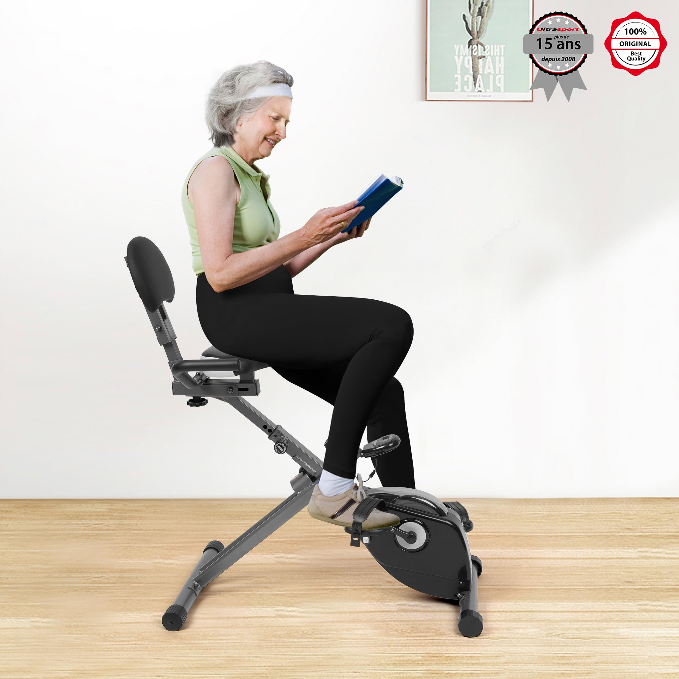 Ultrasport Senior Fitness Trainer - Foldable Recumbent Exercise Bike & Mini Elliptical for Home Workouts | Perfect for Elderly Low-Impact Cardio & Physical Therapy