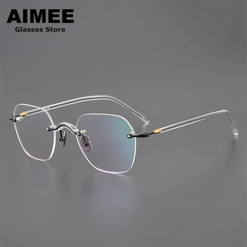 Aimee Women's Rimless Flat Top Square Titanium Eyeglasses Frame 7122 - Lightweight & Durable for Office, Reading & Everyday Wear