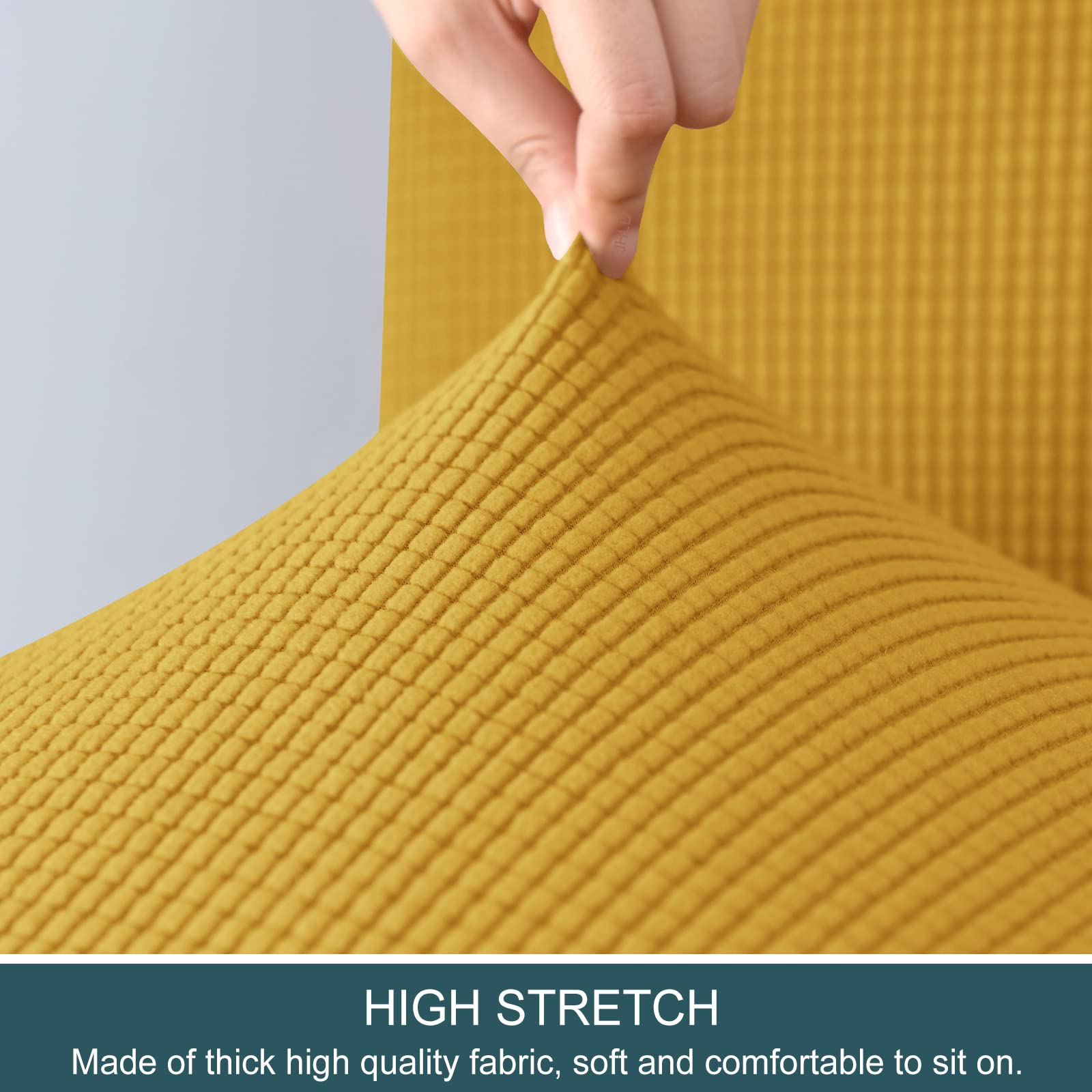 Stretch Wing Chair Slipcover 2-Piece Set - Plaid Wingback Chair Cover with Spandex & Non-Slip Design for Living Room Furniture - Yellow - Perfect for Home Decor, Sofa Protection & Easy Cleaning