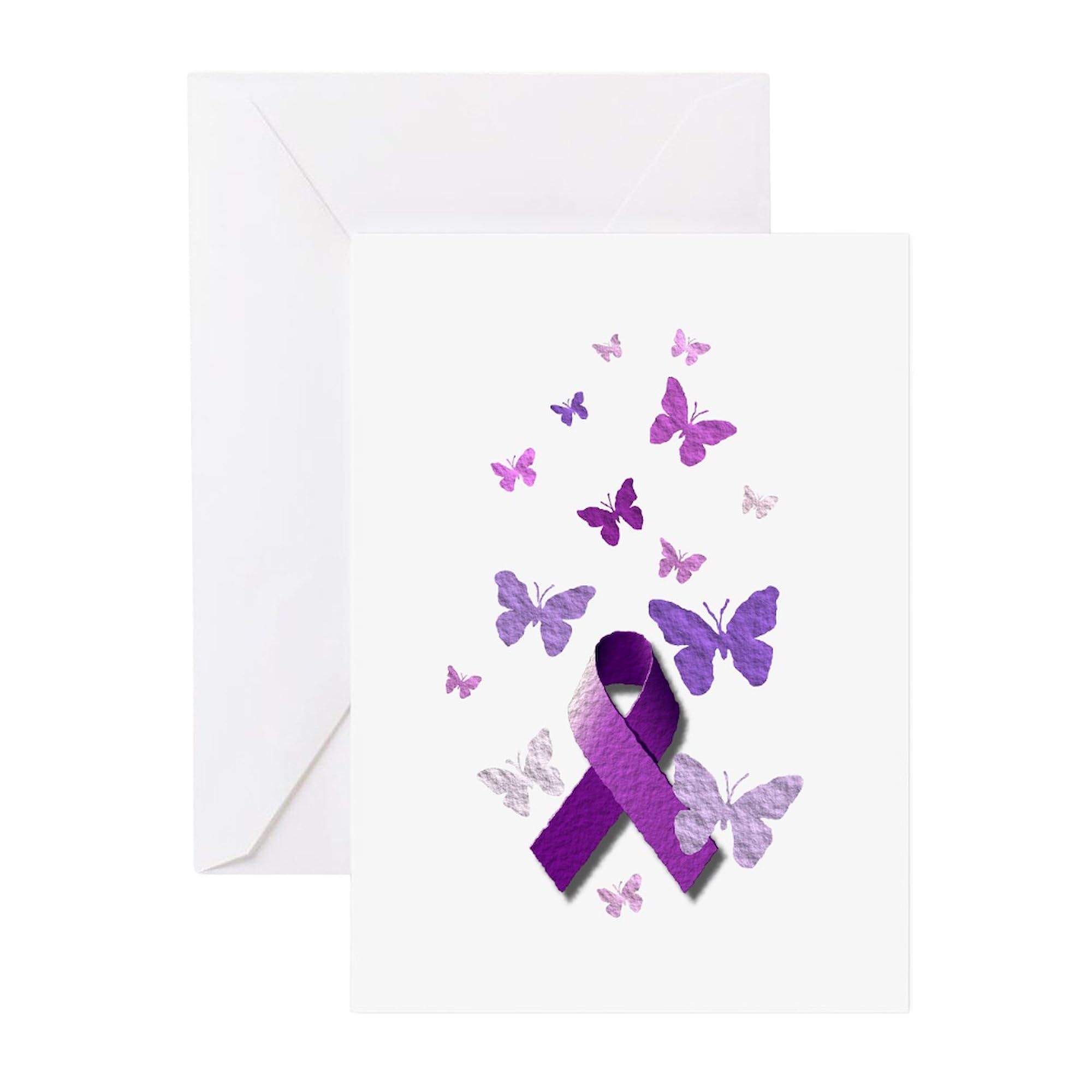 Purple Awareness Ribbon Greeting Cards (20-Pack) - Blank Inside Note Cards for Birthdays, Thank You, Sympathy & More - Premium Glossy Finish - Perfect for Fundraisers, Cancer Awareness & Special Occasions