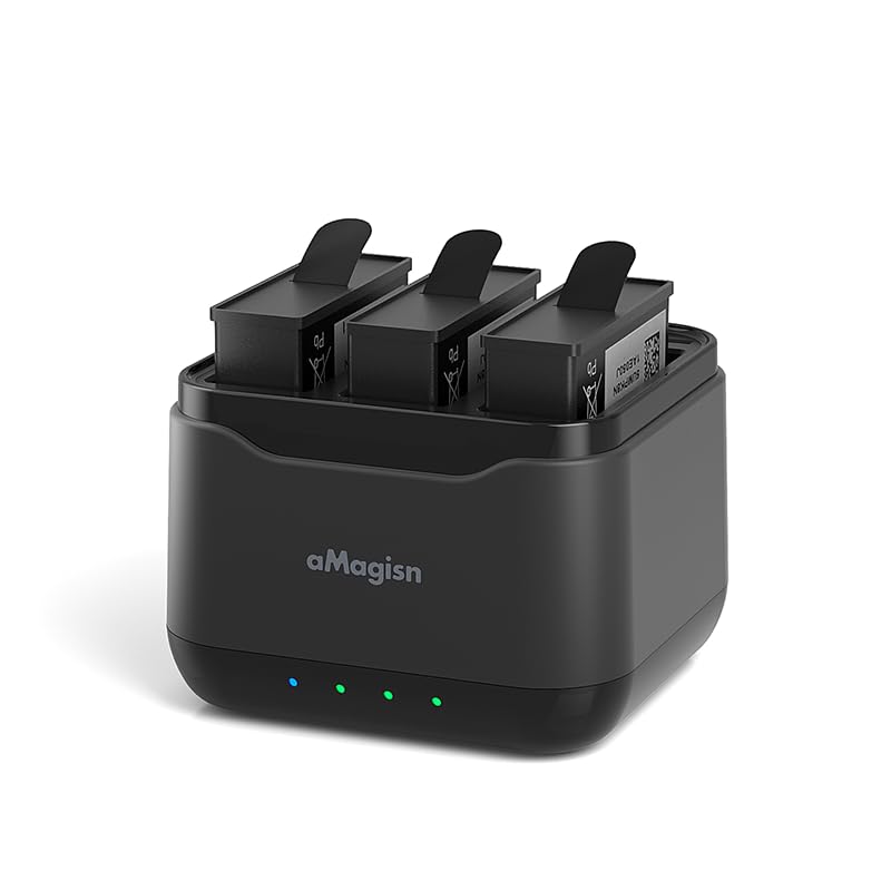Levigo Sport Camera Battery Charger for DJI Osmo Action 4/3 - Triple Battery Rechargeable Charger Pack | Perfect for Action Camera Enthusiasts, Vloggers & Outdoor Adventures