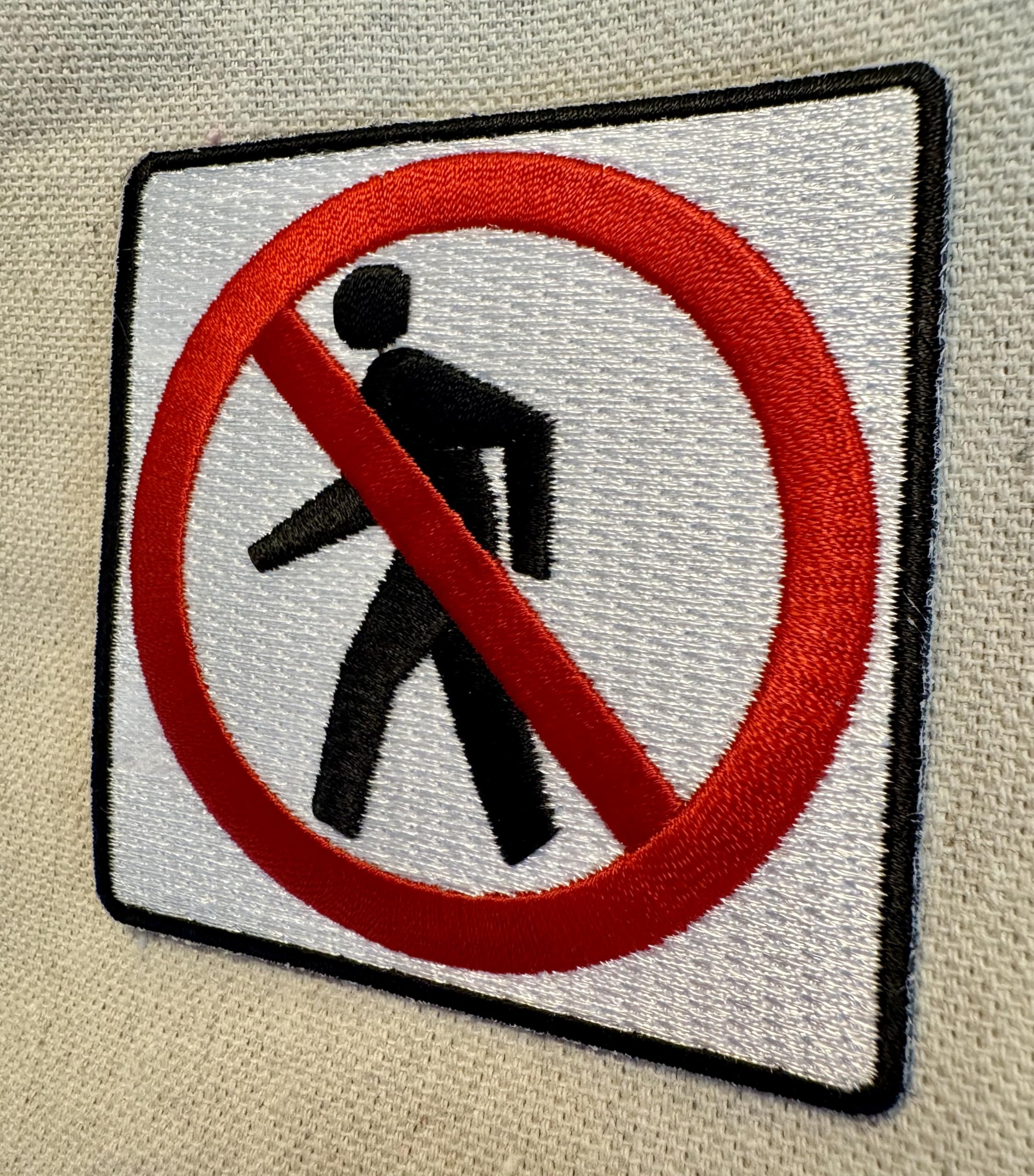 No Pedestrians Sign Embroidered Iron-On Patch for Biker Jackets & Vests - Highway Road Safety Logo for Motorcycle Clubs & DIY Apparel