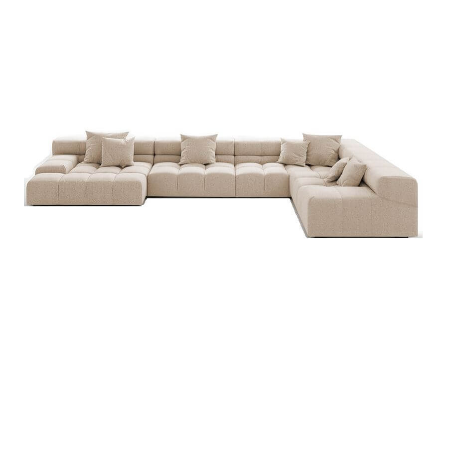 Modern L-Shaped Sectional Sofa with Armrests - Tan Fabric Living Room Couch for Small Spaces | Perfect for Apartments, Lofts & Cozy Family Rooms