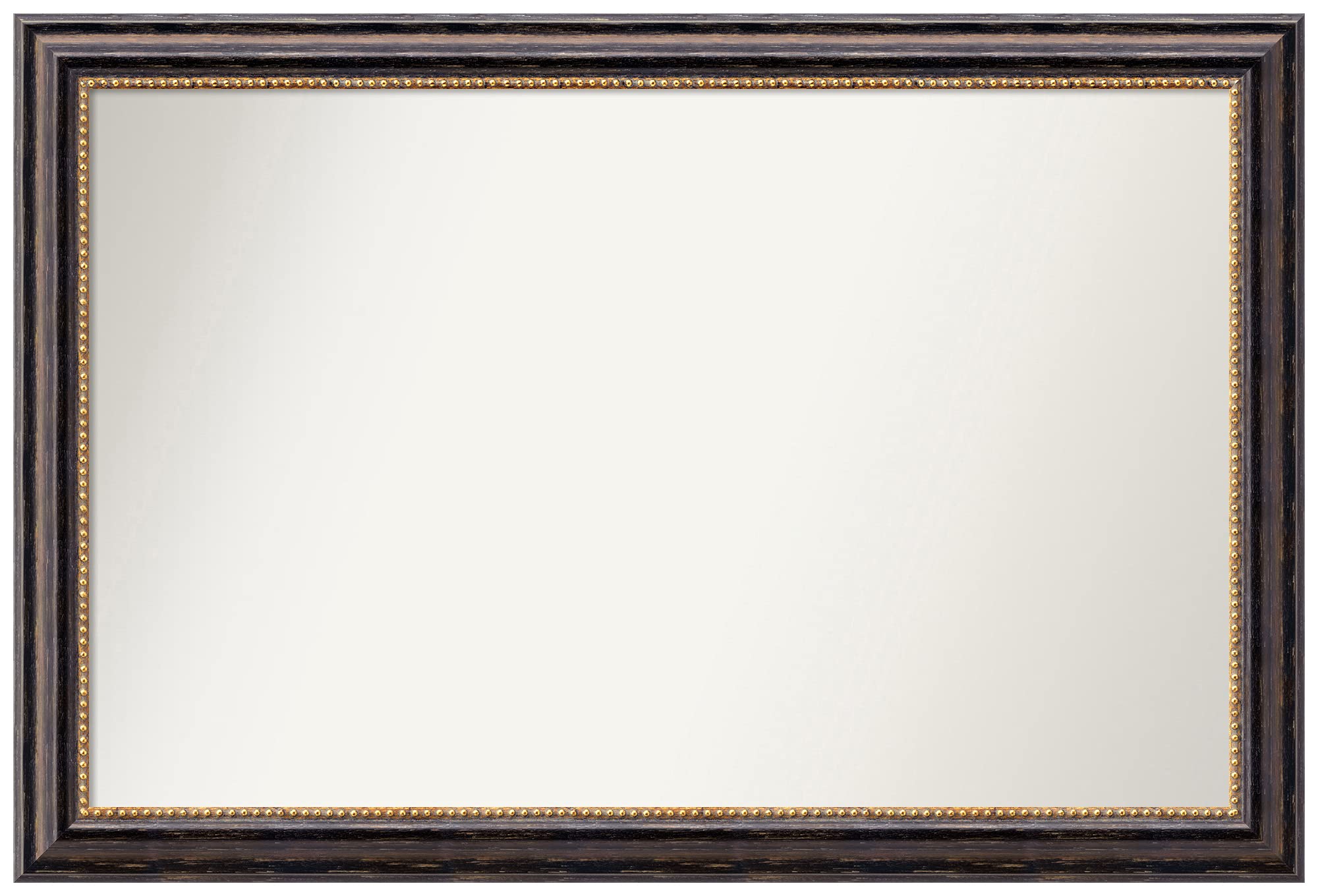 Amanti Art Non-Beveled Custom Wall Mirror 24.75x36.75 Inches - Tuscan Rustic Frame - Bathroom, Living Room, Bedroom Decor - Black & Brown Finish - Various Sizes Available