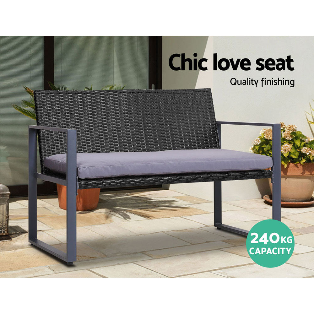 4-Piece Outdoor Rattan Sofa Set with Storage Cover - Black Patio Furniture for Garden, Poolside, and Backyard Relaxation