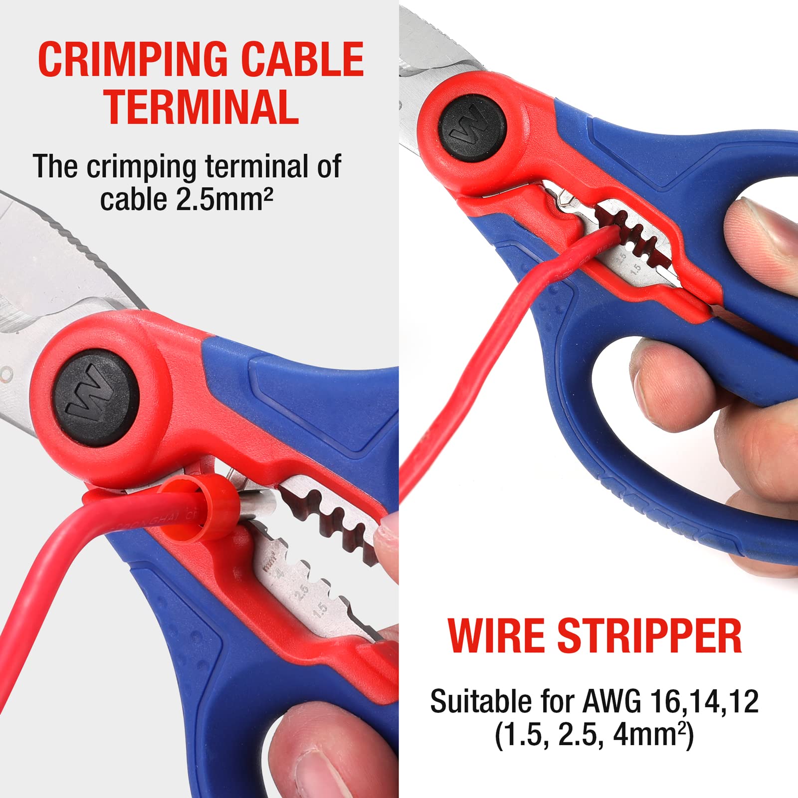 WORKPRO Professional Crimping Tool Kit with Stainless Steel Electrician Scissors - Perfect for Electrical Wiring, DIY Projects, and Home Repairs