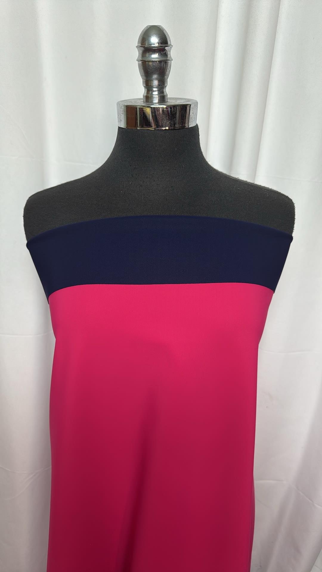 Premium Fuchsia/Navy 2-Faced Bonded Italian Polyamide & Elastane Fabric - 2 Yard Cut - Ideal for Upholstery, Fashion Design & DIY Projects