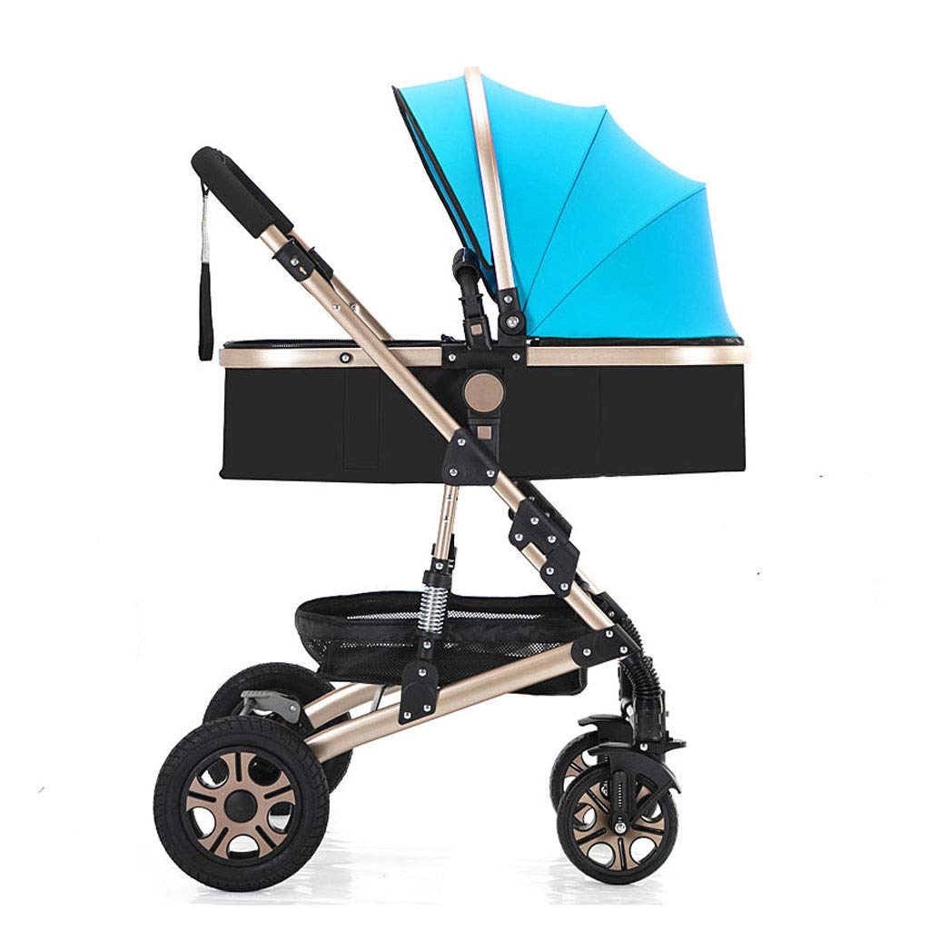 Foldable Shock Absorber Baby Stroller with Cup Holder, Mosquito Net & Foot Cover - Lightweight Travel Stroller for Toddlers (Blue) | Perfect for Park Walks, Shopping & Family Outings