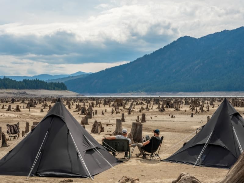 RX Pyramid Tent for Camping - 4 Person All-Season Waterproof Teepee Tent for Adults, Quick & Easy Setup, Durable Outdoor Shelter for Hiking, Backpacking & Family Camping Trips