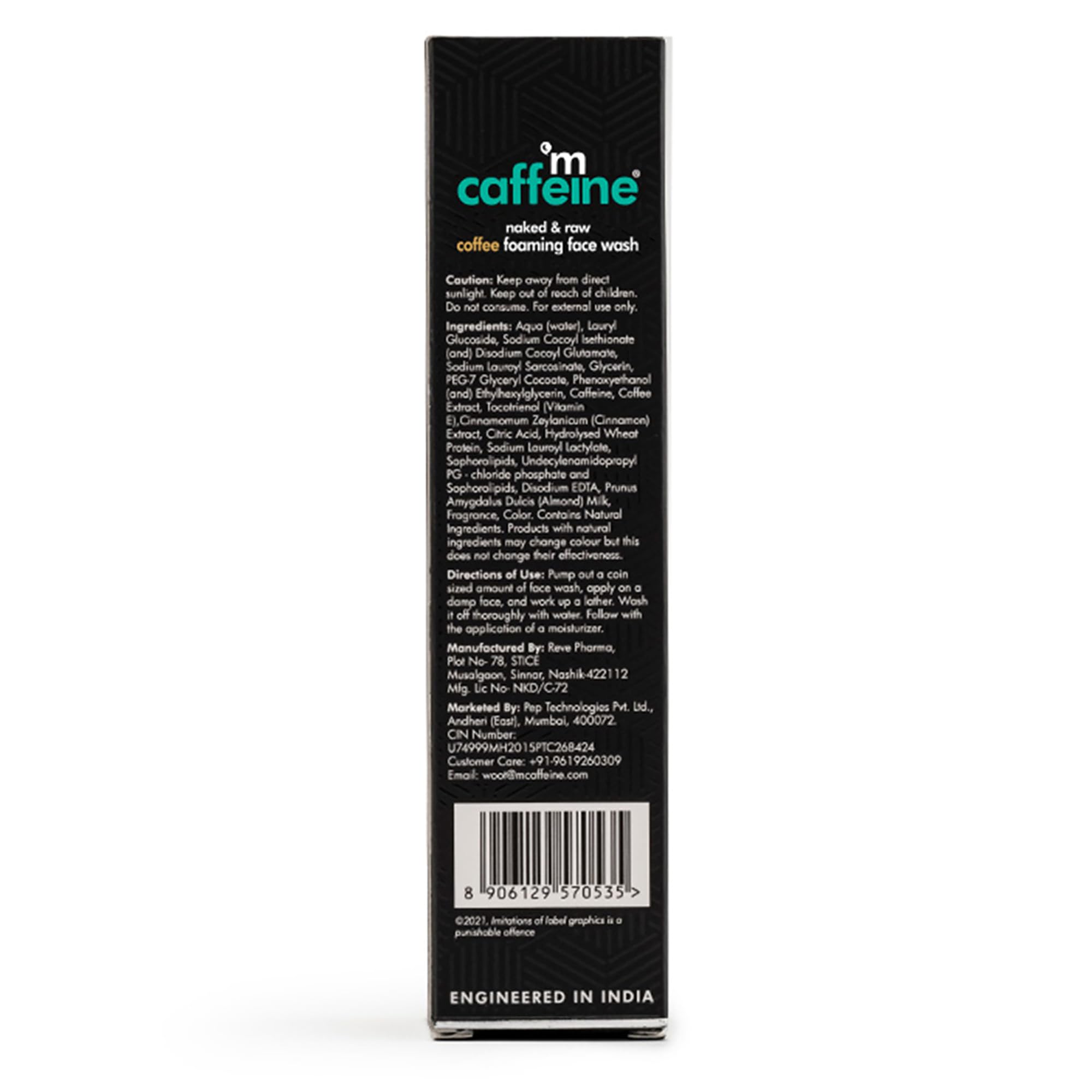 mCaffeine Coffee Foaming Face Wash for Oily & Acne-Prone Skin | Oil Control & Anti-Acne Daily Cleanser for Men & Women | 75ml | Perfect for Hot & Humid Weather, Gym, Travel & Morning Skincare Routine