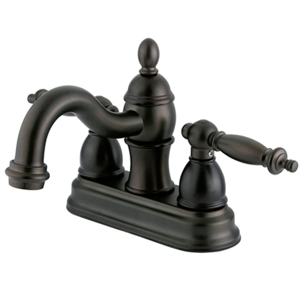 Kingston Brass KB3905TL Templeton 4-Inch Centerset Bathroom Sink Faucet with ABS/Brass Pop-Up Drain, Oil Rubbed Bronze Finish - Perfect for Modern Vanities and Powder Rooms