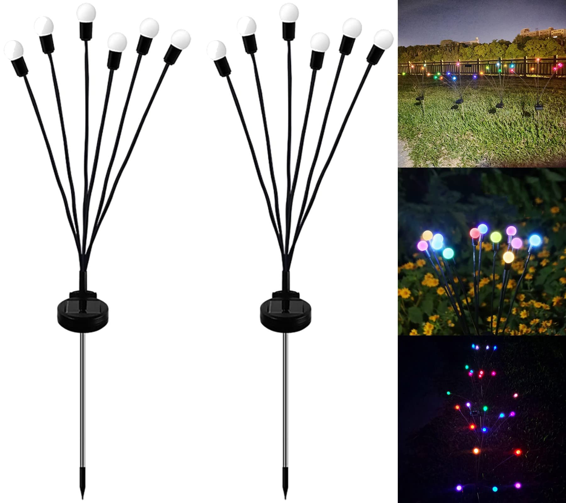 Solar Powered Firefly Lights - Outdoor Waterproof Garden Lights with Wind Swaying Effect, Solar Starburst String Lights for Patio, Pathway, Yard Decoration | Perfect for Backyard, Wedding, Party & Landscape Lighting