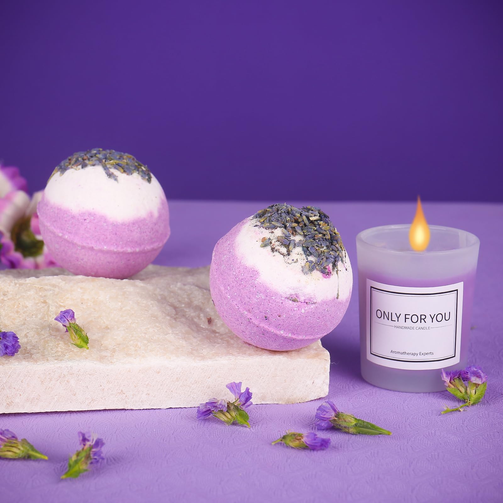 Relaxing Spa Gift Basket Set for Women - Perfect Birthday, Mother's Day & Christmas Present for Her, Mom, Sister, Wife, Girlfriend or Coworker | Purple Bath & Body Luxury Gift Box for Stress Relief & Self-Care at Home