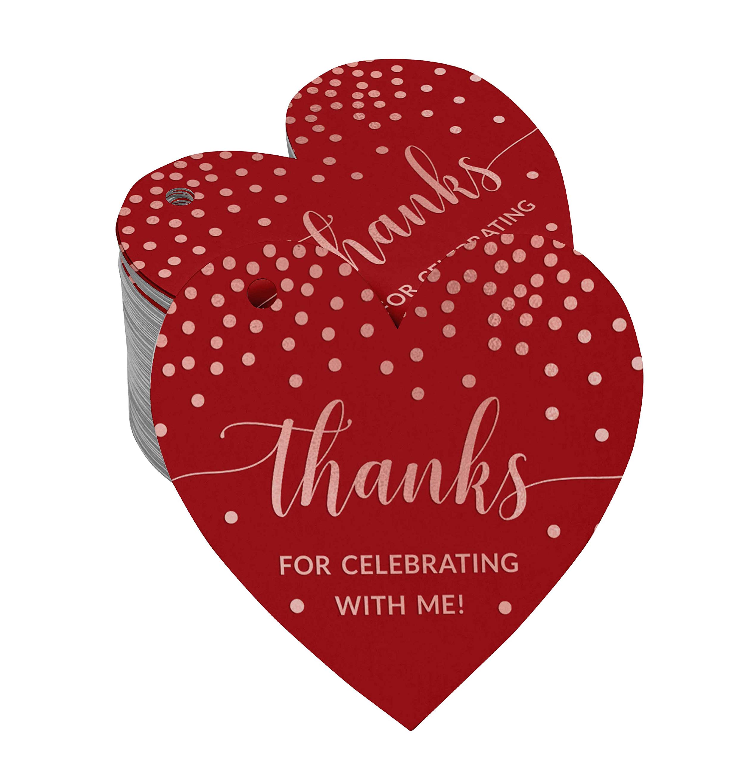 100pcs Real Rose Gold Foil Birthday Thank You Tags - Elegant Celebration Party Favors & Gift Tags for Weddings, Baby Showers & Special Events