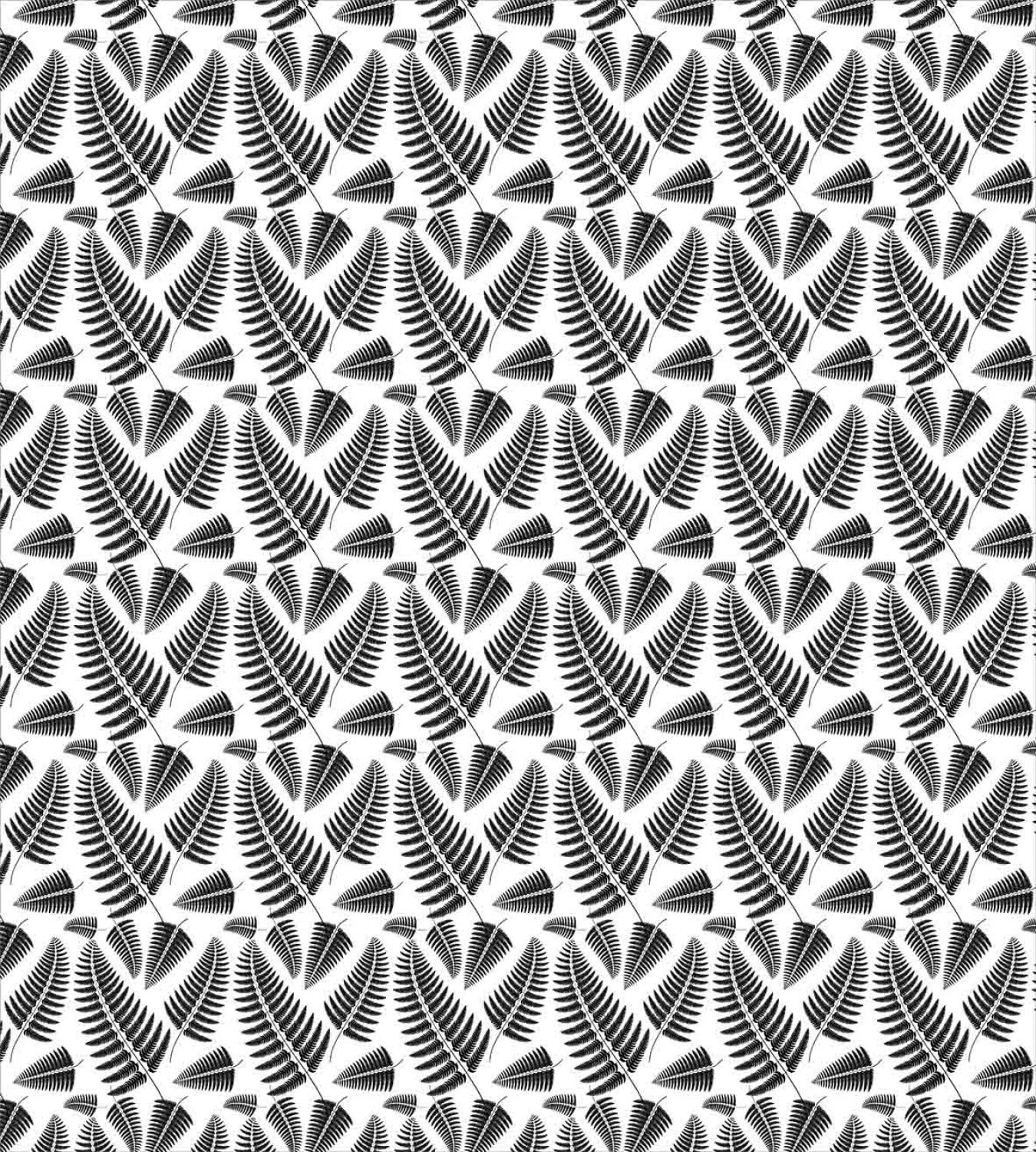 Ambesonne King Size Duvet Cover Set - 3 Piece Black and White Tropical Fern Leaves Pattern Bedding with 2 Pillow Shams | Monochrome Hawaiian Style for Summer Decor | Perfect for Beach House, Boho Bedroom & Tropical Themed Guest Room