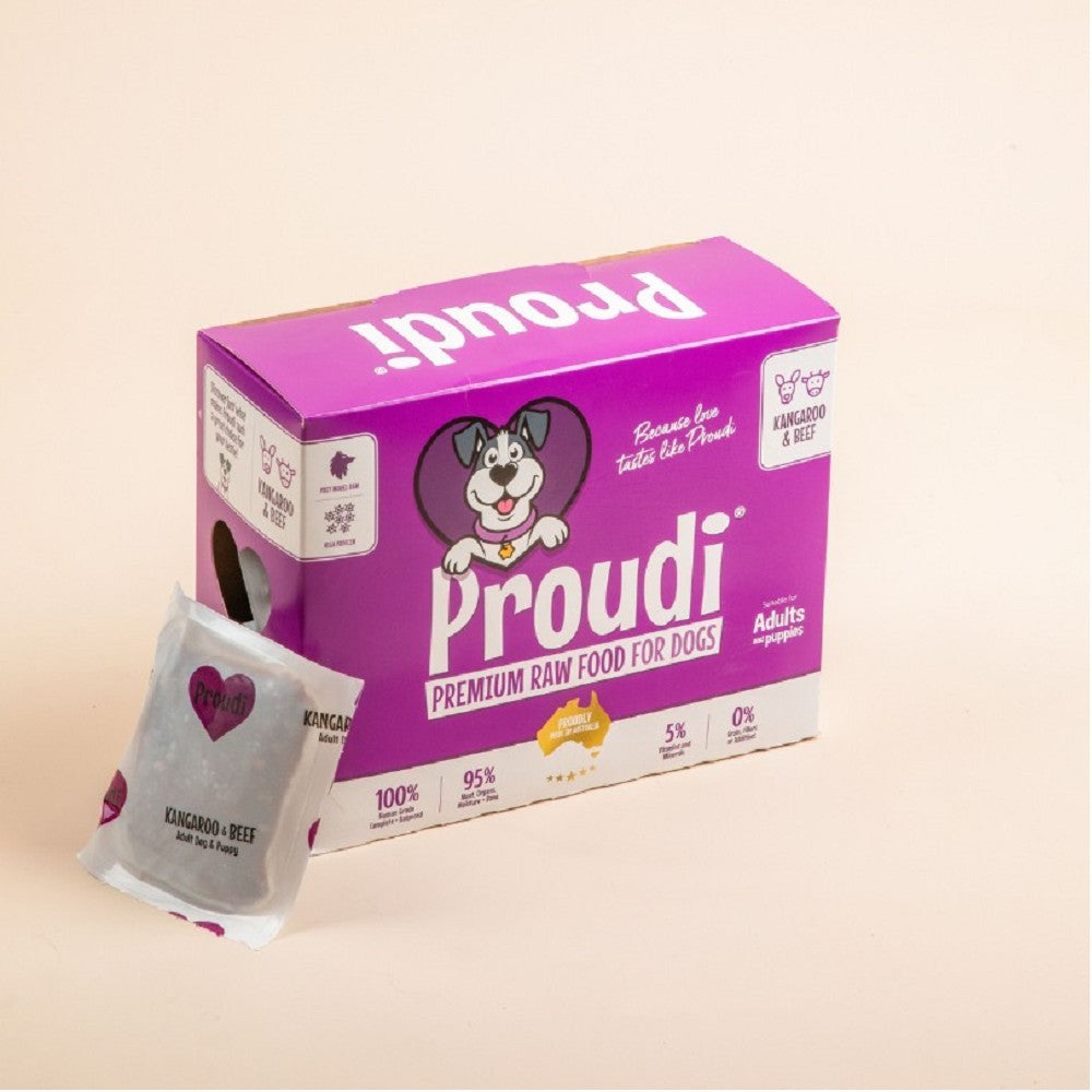 Premium Frozen Kangaroo & Beef Raw Dog Food - Grain-Free, High-Protein Diet for Dogs - Perfect for Raw Feeding & Sensitive Stomachs