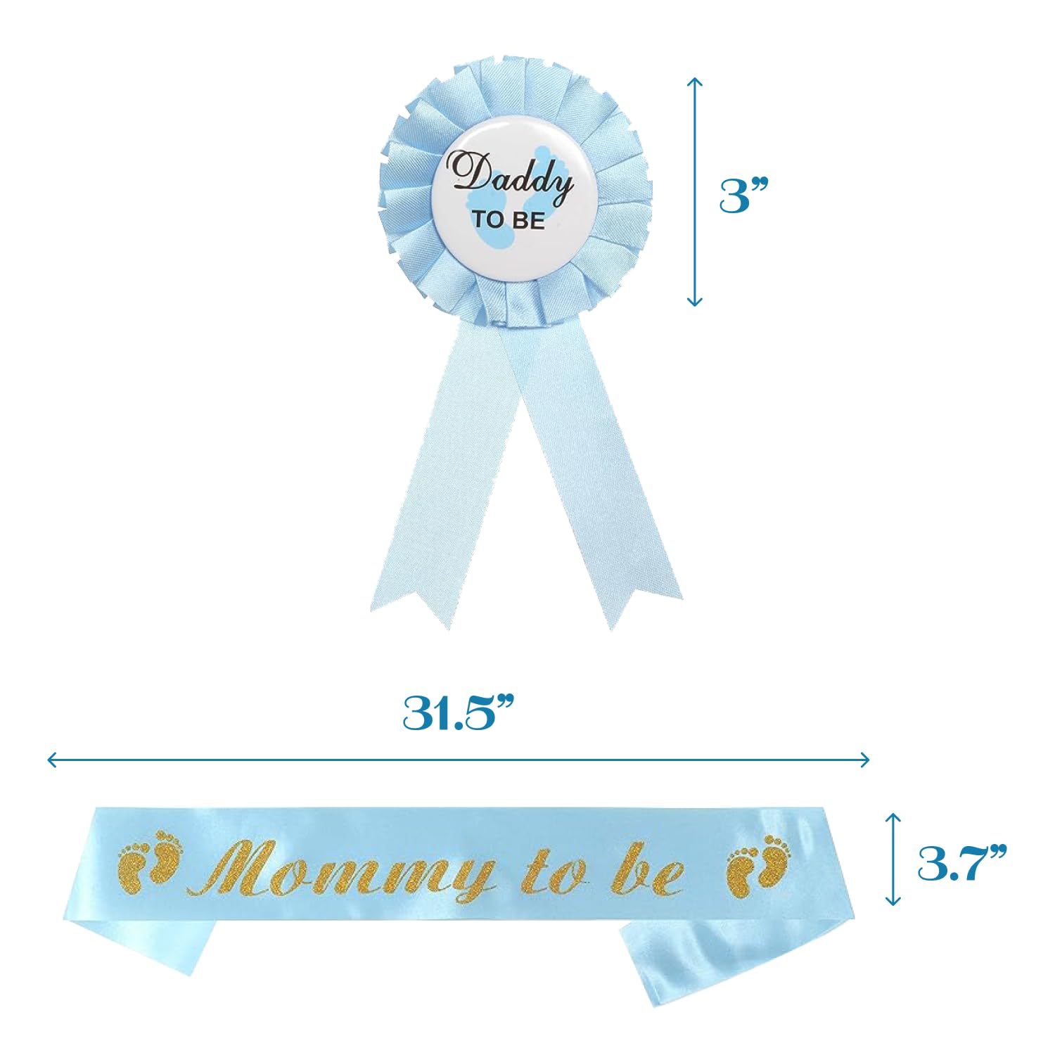Premium Baby Shower Decoration Set for Mom & Dad to Be - Metal Pink Tiara, Gold Sash & Daddy Pin - Gender Reveal, Maternity Party, Pregnancy Announcement Gift (Perfect for Showers, Gender Reveals & New Parent Celebrations)