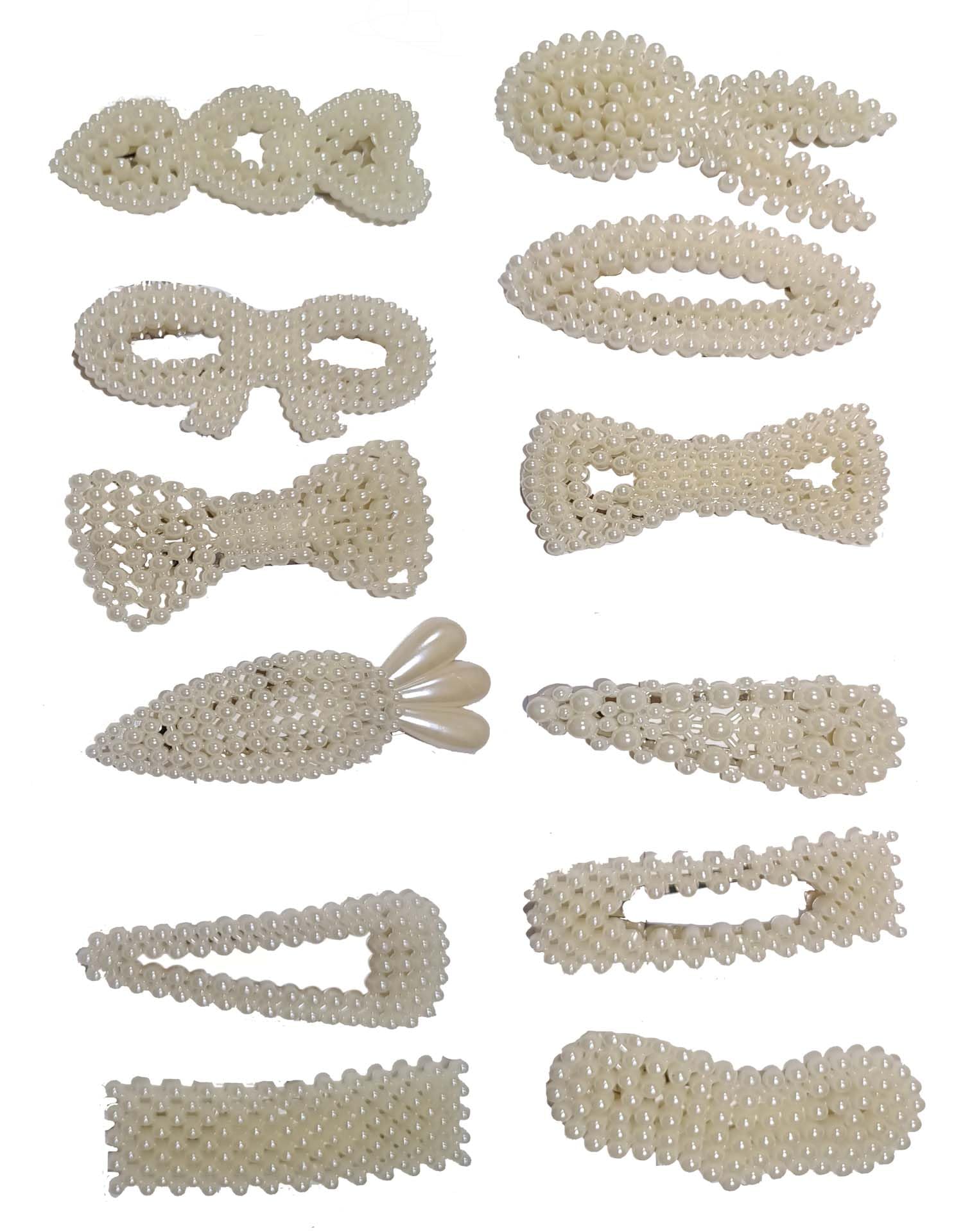 Korean Style Pearl Hair Clips for Women - Large Fashion Hair Barrettes & Pins Set (8 Pack, Silver White) - Perfect for Weddings, Parties & Everyday Elegant Hairstyles