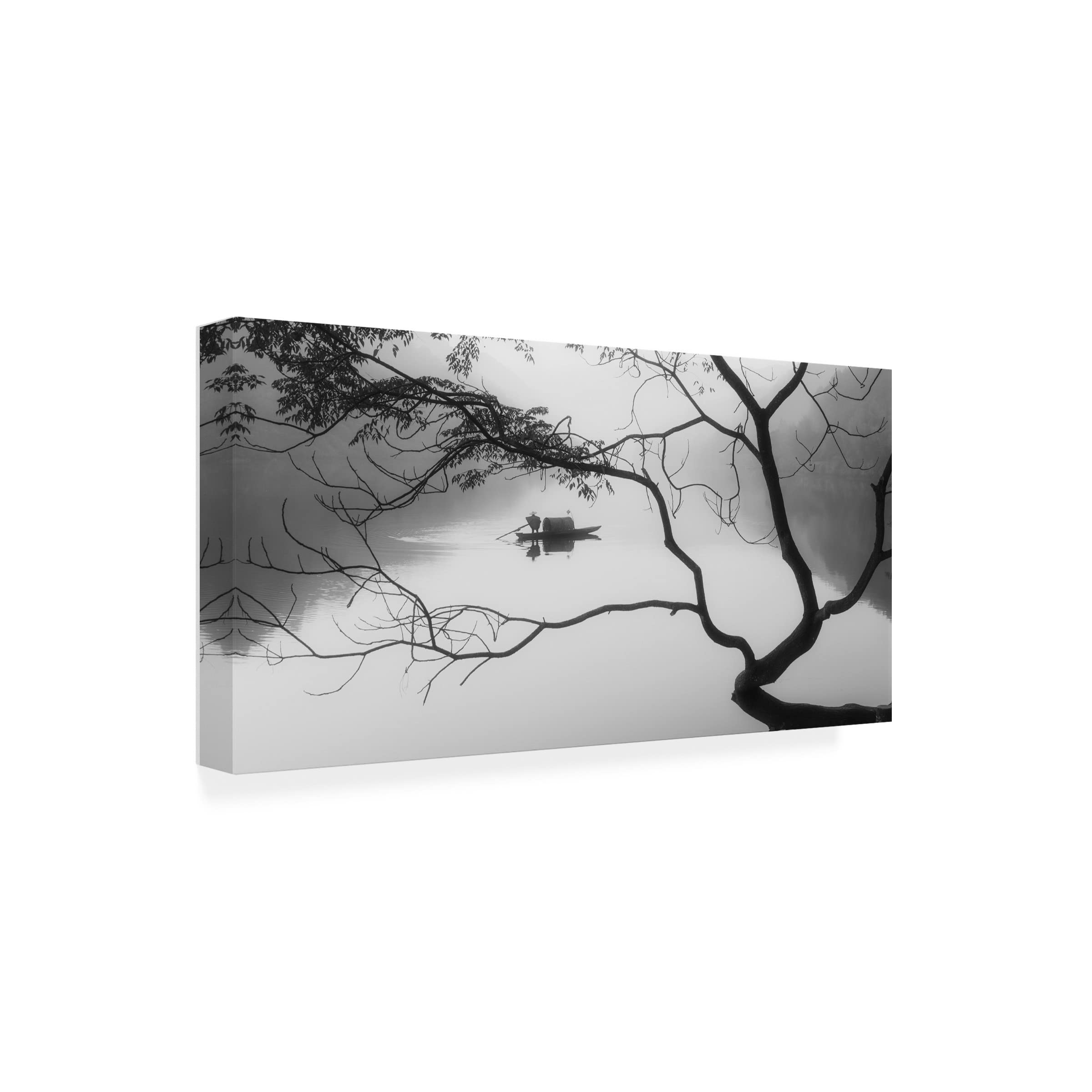 Bingo Z 'Fog' Canvas Wall Art Print - Modern Abstract Landscape Painting for Living Room, Bedroom & Office Decor