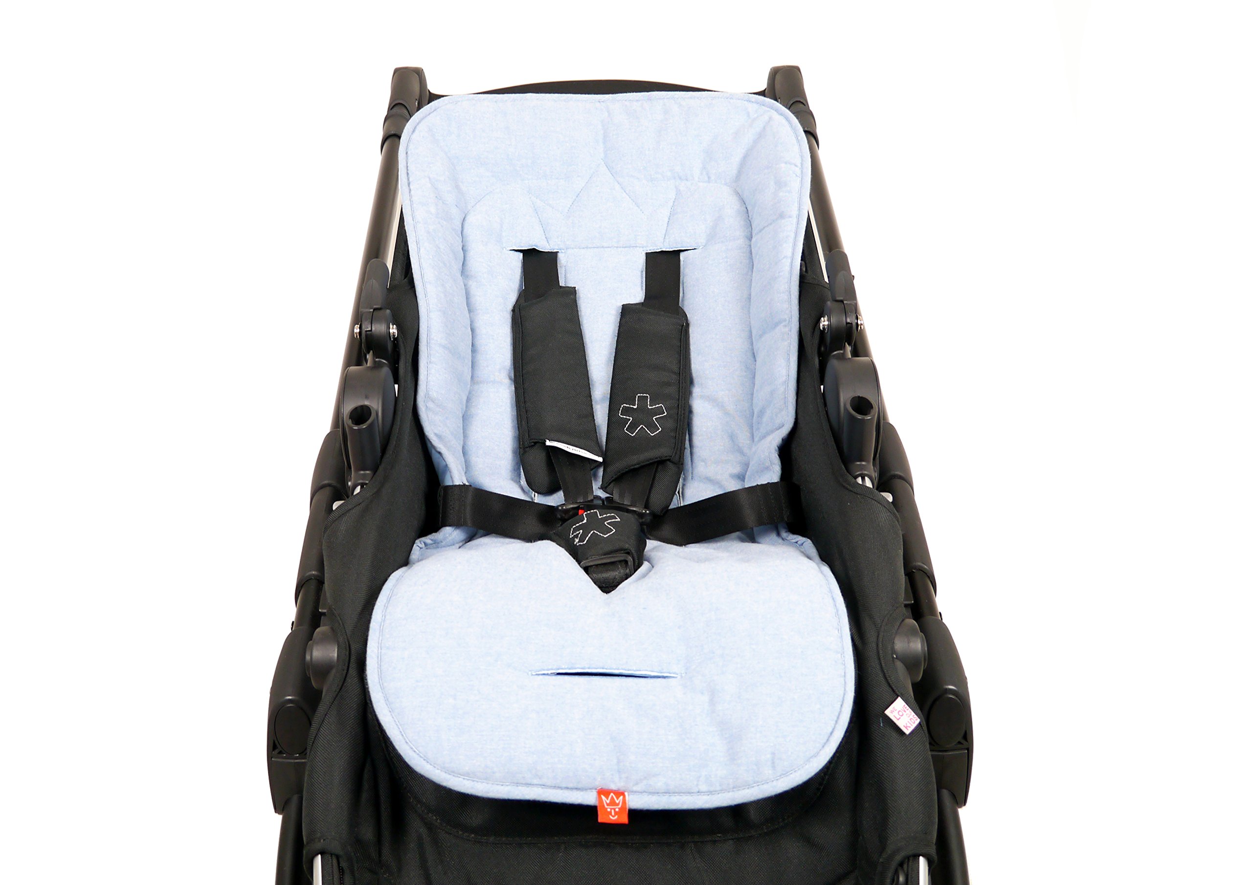 Breathable Summer Universal Stroller Liner with Crown Design - Light Blue | Soft Baby Stroller Seat Cover for Hot Weather | Perfect for Outdoor Walks, Shopping & Travel