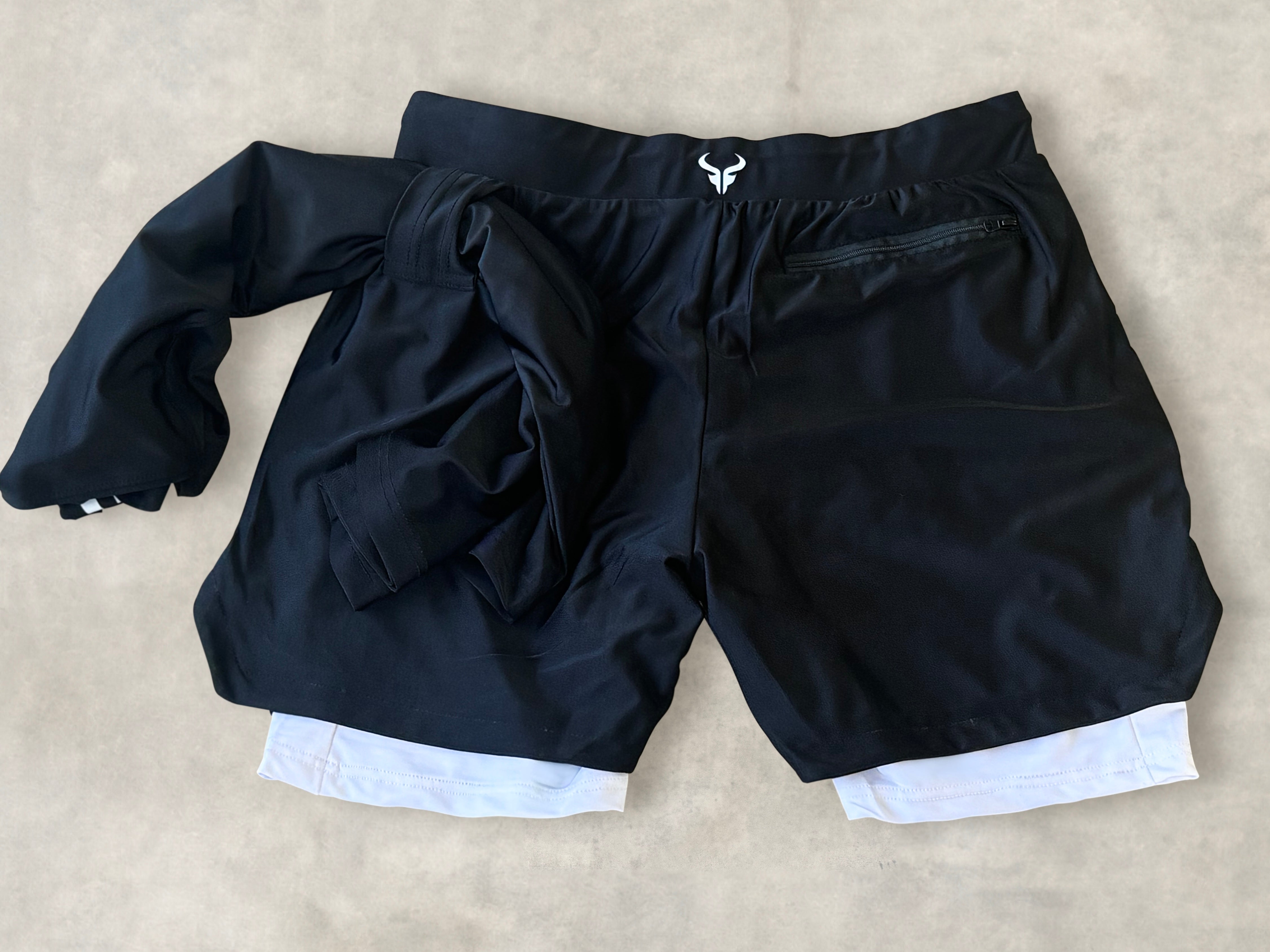 Cerus Black Apex 2-in-1 Running Shorts with Liner - Men's Athletic Workout Gym Shorts for Running, Training & Outdoor Activities