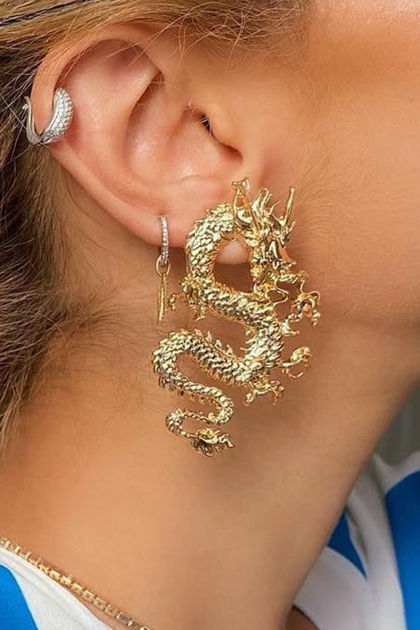 Vintage Dragon Engraved Sterling Silver Earrings for Women - Handmade Boho Jewelry Gift for Party, Wedding & Special Occasions