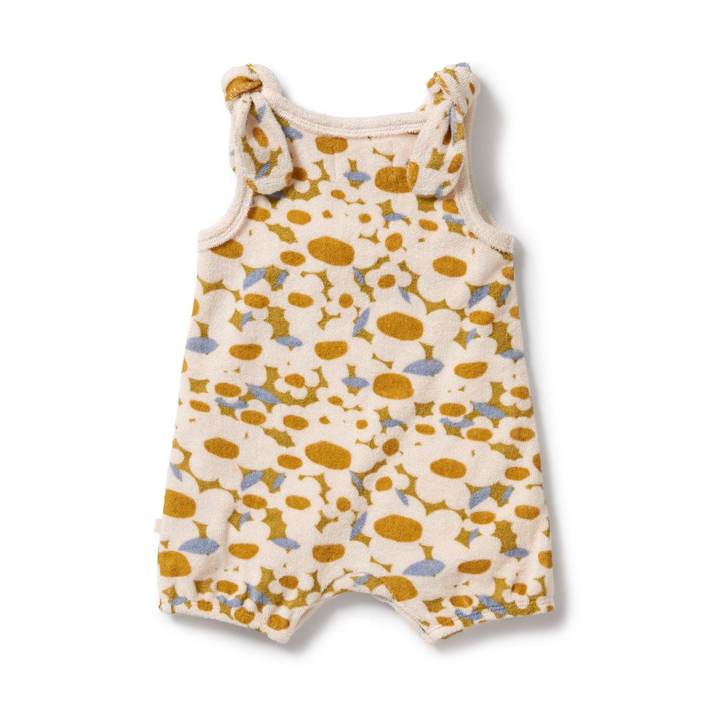 Flower Burst Organic Cotton Terry Playsuit for Baby Girls | Soft & Breathable Romper | Perfect for Playtime, Daycare & Photo Shoots