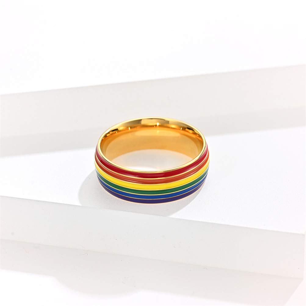 Rainbow Gay Pride Ring for Men & Women - Stainless Steel LGBTQ Jewelry in Silver, Gold & Black - Perfect for Pride Parades, Weddings & Everyday Wear