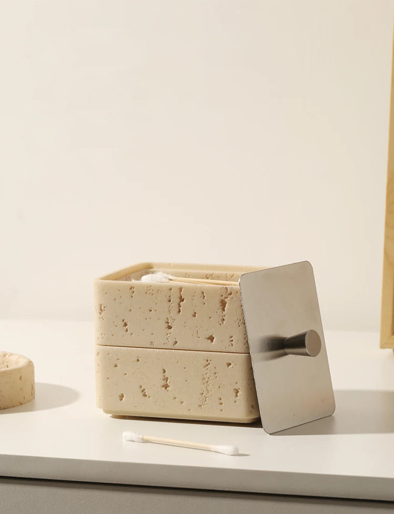 Stackable Travertine Organizer - Stylish Bathroom & Kitchen Storage Tray for Jewelry, Cosmetics, and Essentials