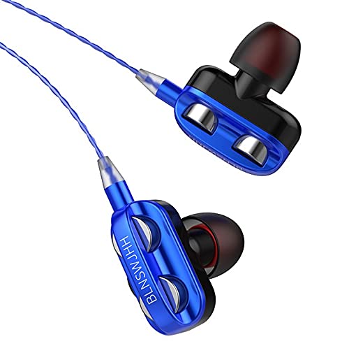 Premium Wired Earphones with Stereo Sound - Noise Isolating Earbuds for iPhone, Android, Samsung Phones & Tablets (Blue) - Perfect for Commuting, Workouts & Gaming