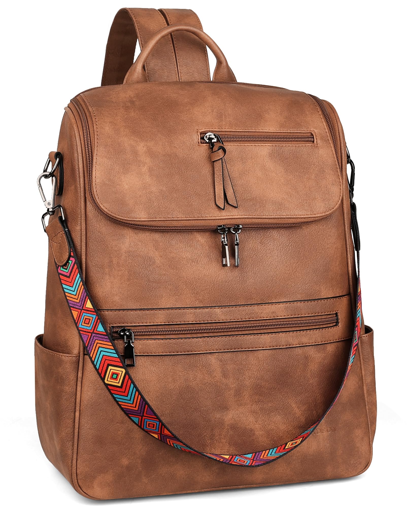 Leather Laptop Backpack for Women - Travel & Work Essentials - Brown