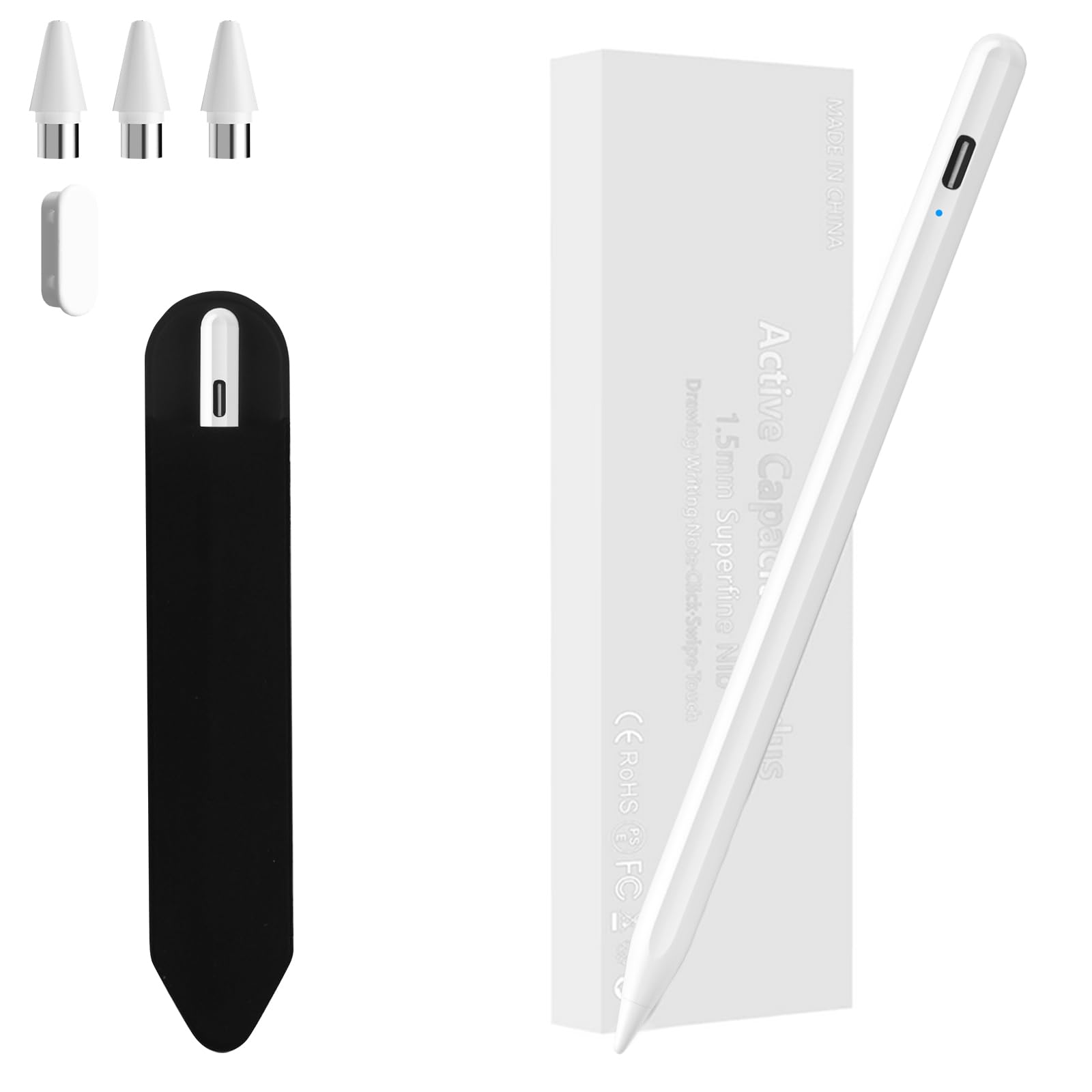 KBCASE Stylus Pen for Android Tablets & iPhones - Compatible with Samsung, Lenovo, Xiaomi, Huawei - Pressure & Tilt Sensitive Digital Pencil with 3 Replaceable Tips - Perfect for Drawing, Note-Taking & Touch Screen Devices