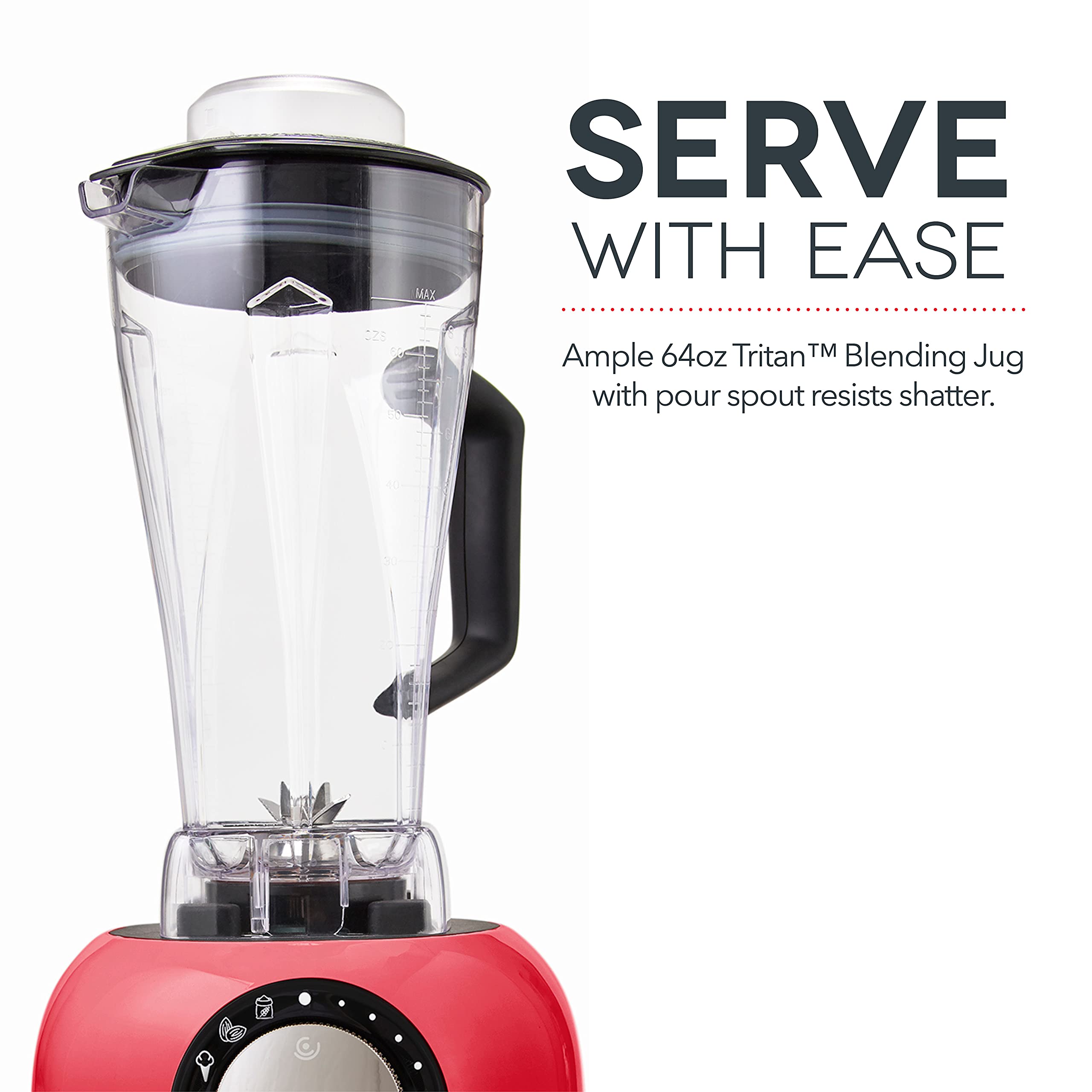 Dash Chef Series Deluxe Digital 64 oz Countertop Blender with Stainless Steel Blades & Tritan Jug - Smart Blender with Tablet Stand & USB Port for Smoothies, Soups, Nut Butters - Perfect for Kitchens, Restaurants & Healthy Lifestyles (Red)