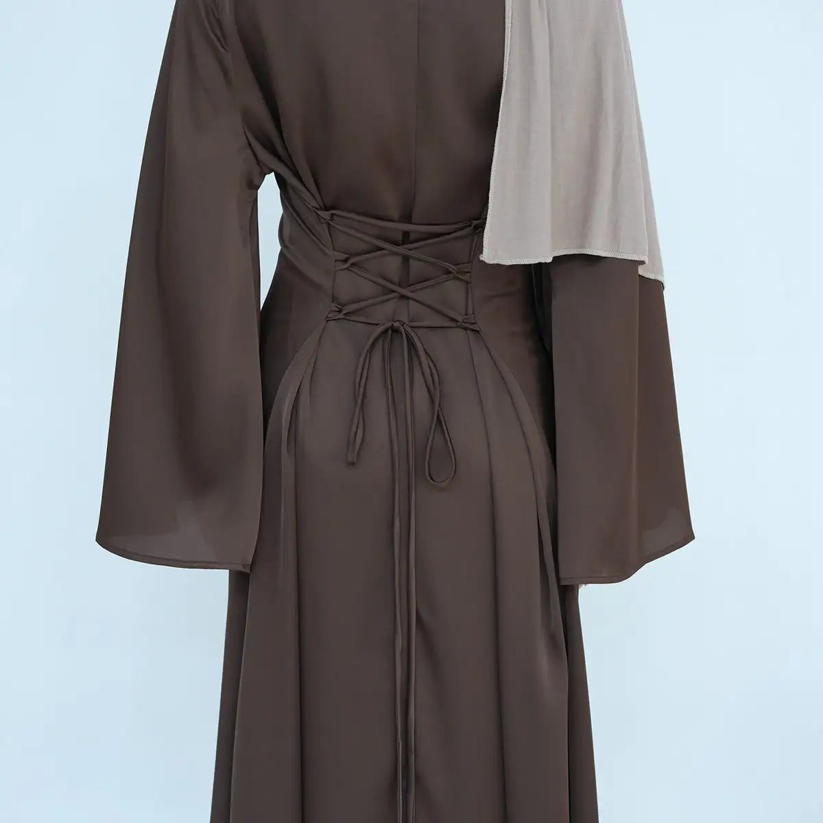 Adjustable Belt Satin Abaya Dress for Women - Modest Islamic Prayer Dress with Comfortable Fit - Perfect for Eid, Ramadan, and Special Occasions