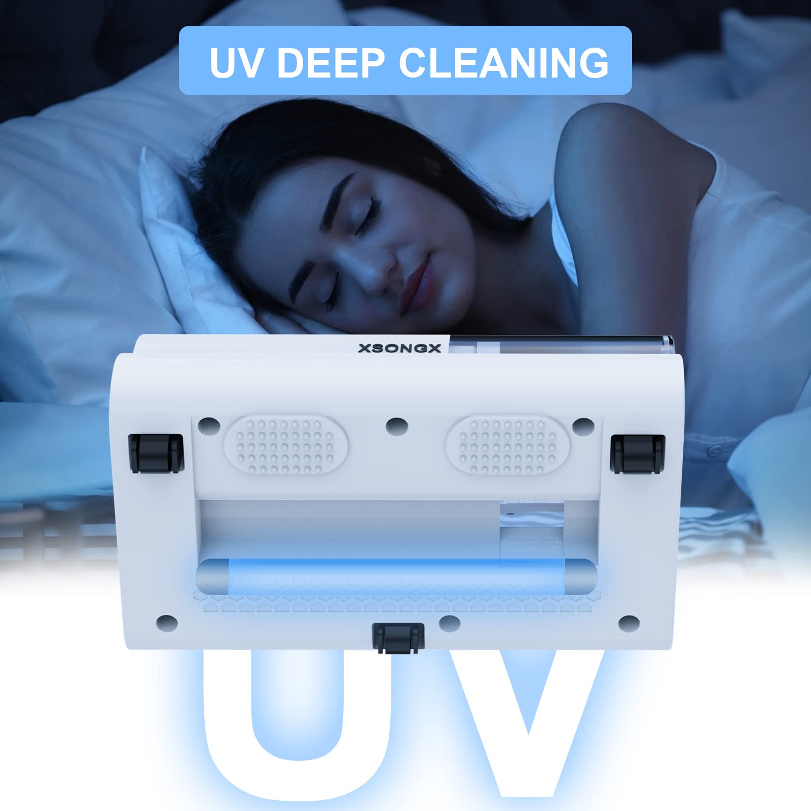 Blue UV Sanitizer & Cordless Vacuum Cleaner for Mattress, Couch & Fabric Sofa - Handheld Deep Cleaning for Bed, Sheets & Upholstery | Perfect for Allergy Relief & Home Sanitizing