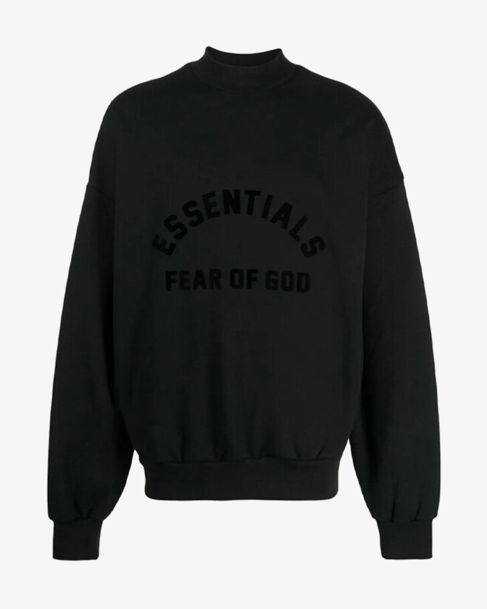 Fear of God Essentials SS23 Crewneck Sweatshirt - Jet Black | Men's Casual Streetwear Pullover for Everyday Wear & Layering