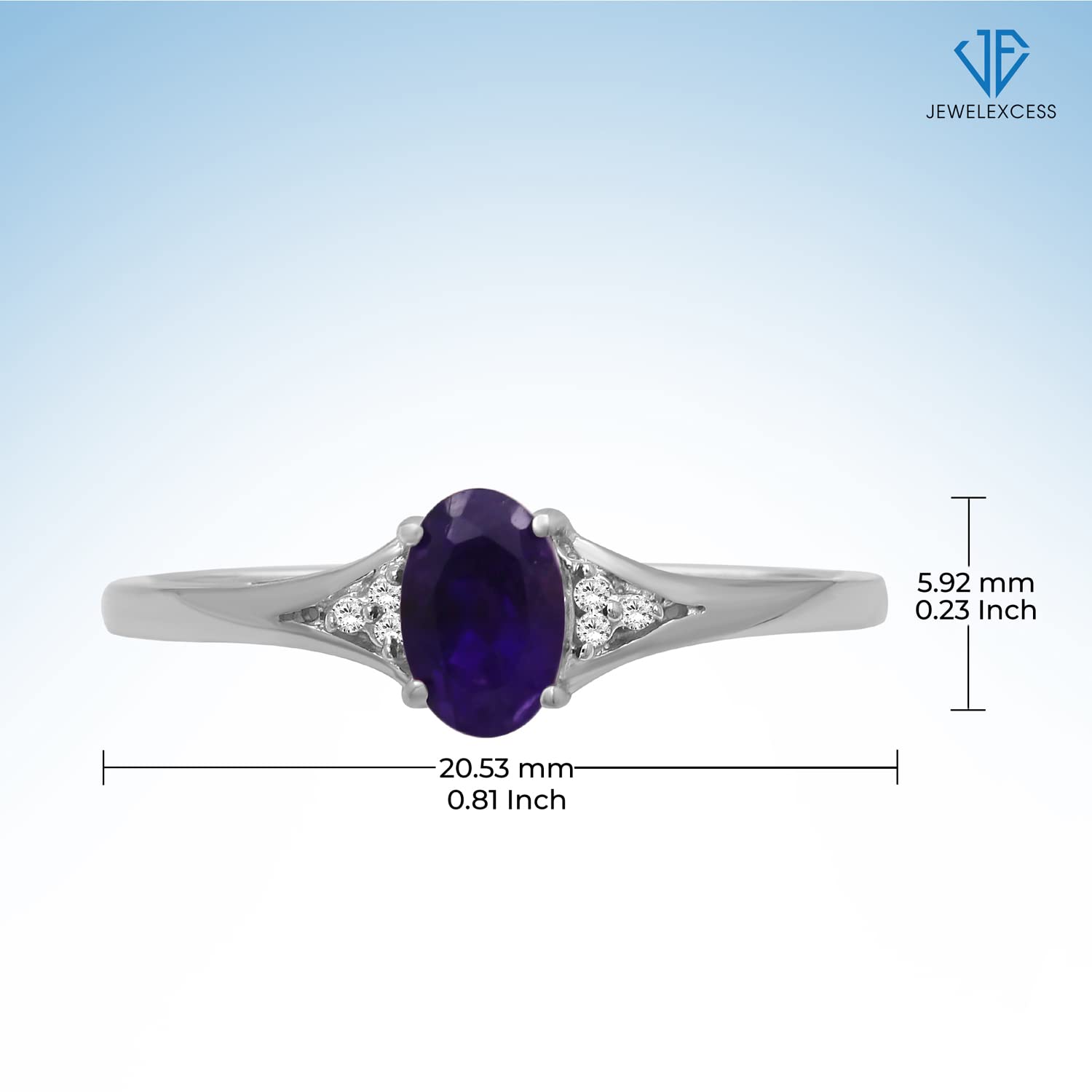 JEWELEXCESS Sterling Silver Birthstone Ring with White Diamond Accent | Hypoallergenic Gemstone Jewelry for Women | Perfect Gift for Birthday, Anniversary & Mother's Day