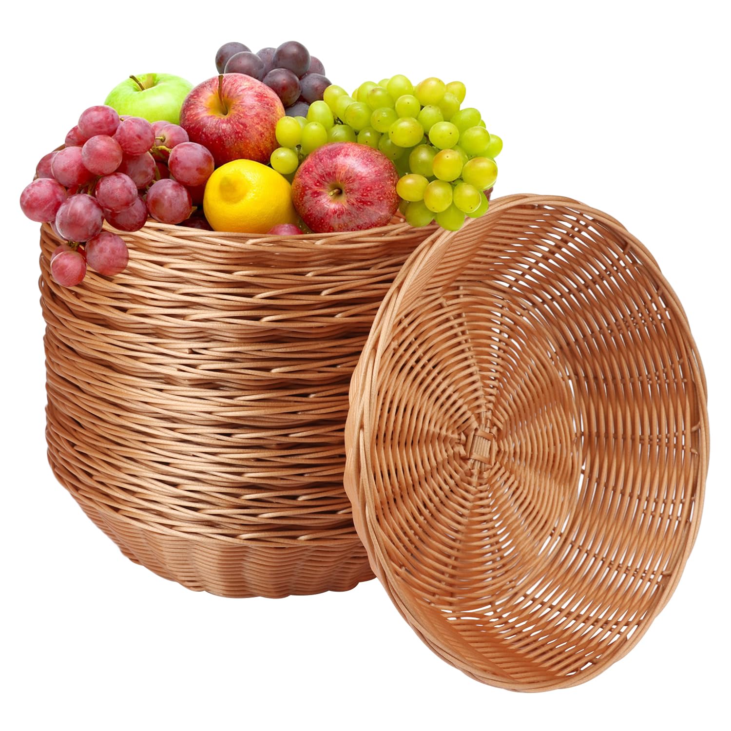 30 Pack Oval Poly Wicker Baskets - 9 x 6 x 2.6 Inch Bread Storage Baskets, Medium Size Kitchen Organizers for Fruits, Vegetables & Display - Perfect for Holiday Gifts, Christmas Decor & Dining Table Centerpieces