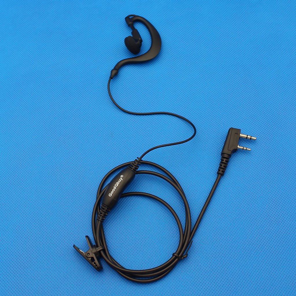5 Pack 2 Pin G-Shape Clip-On Earpiece Headset - Compatible with Kenwood, PUXING, Baofeng UV-5R/UV-5RA, 888S, Retevis H777 Walkie Talkies - Ideal for Security, Construction, and Outdoor Communication
