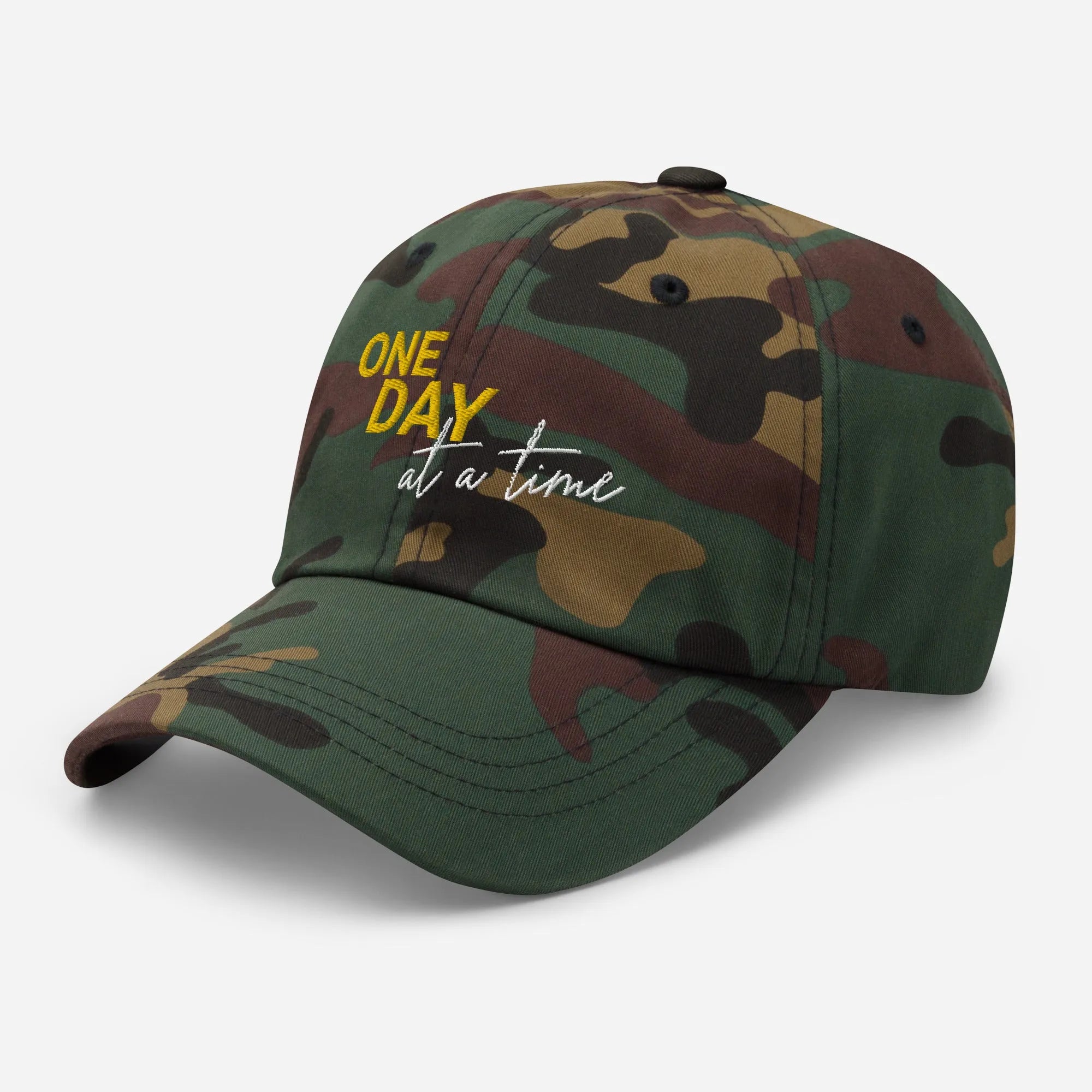 One Day At A Time Embroidered Dad Hat - Adjustable Cotton Baseball Cap for Men & Women - Perfect for Casual Wear, Outdoor Activities, and Daily Fashion