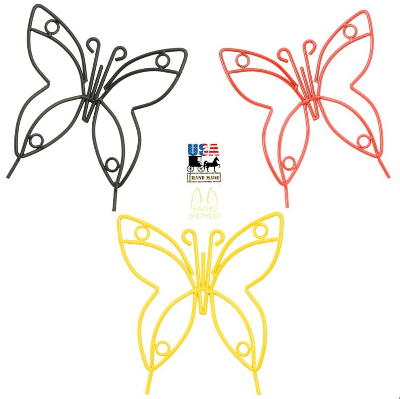 Handmade Wrought Iron Butterfly Garden Stake - Amish Crafted Lawn & Wall Decor for Outdoor Garden, Patio, and Yard Decoration